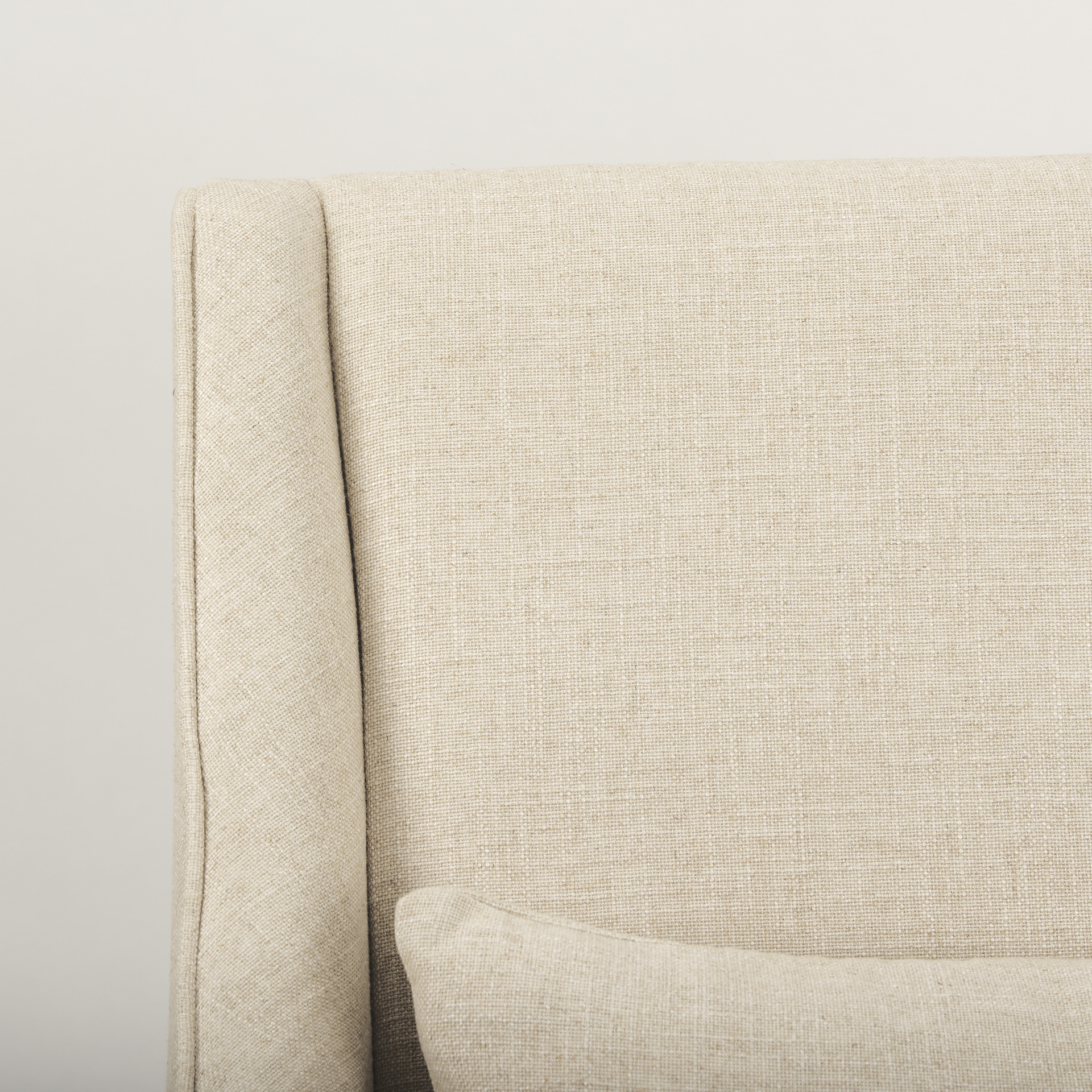 kensington cream linen fabric and wood accent chair