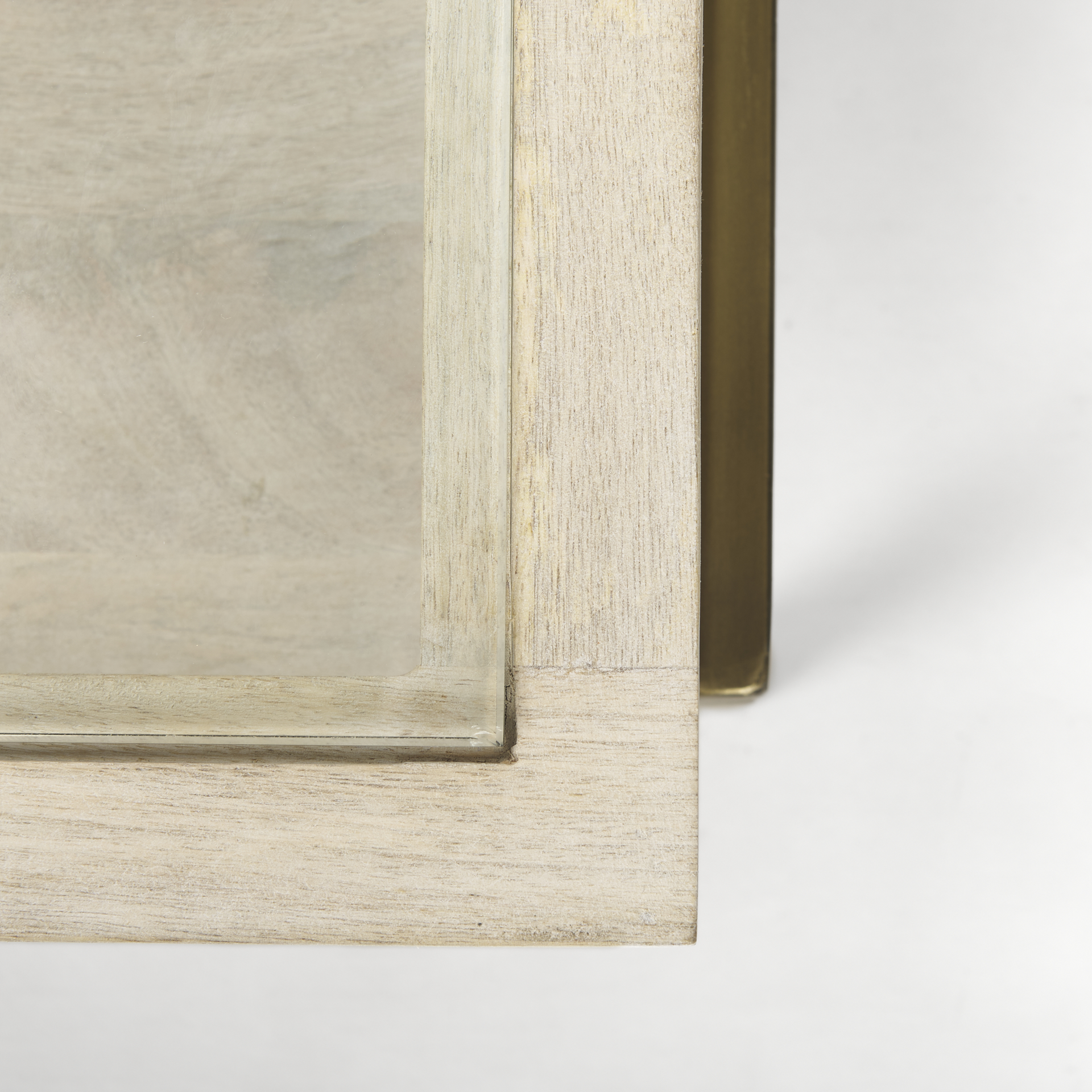 arelius 42l x 42w x 15h white wood w/ gold metal base square display coffee table