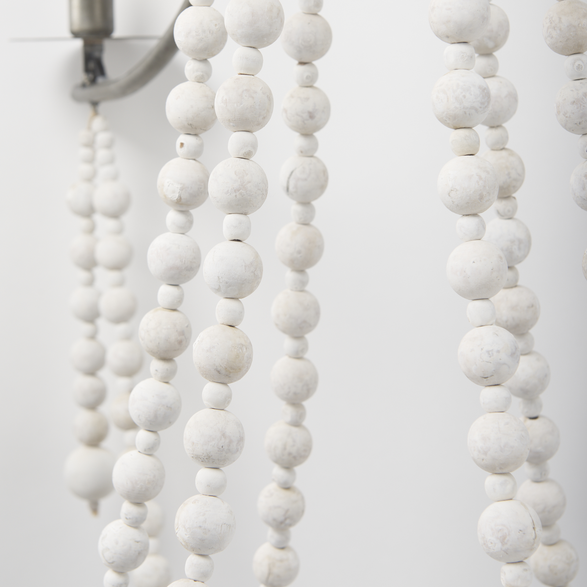 selma white wood bead and metal chandelier