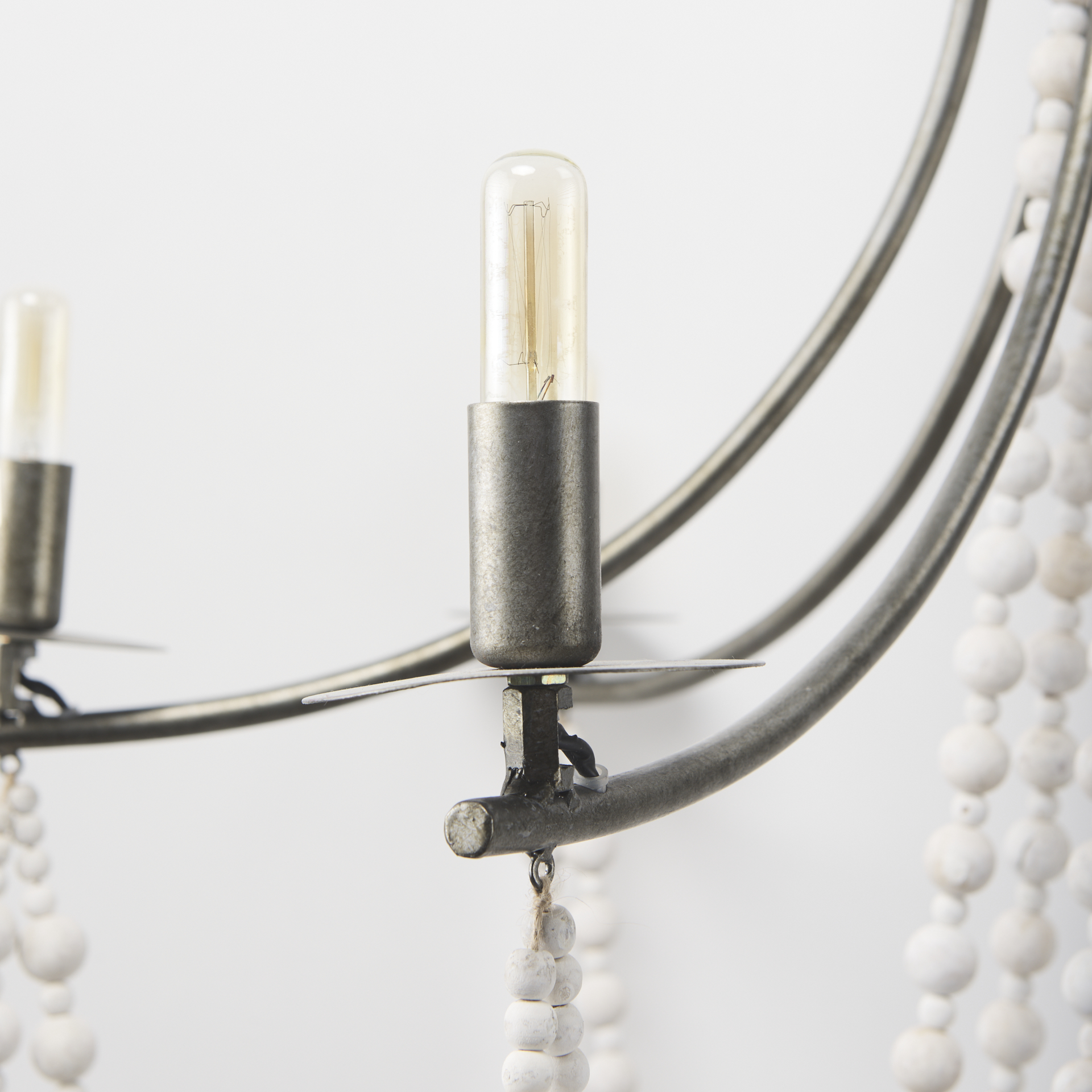 selma white wood bead and metal chandelier