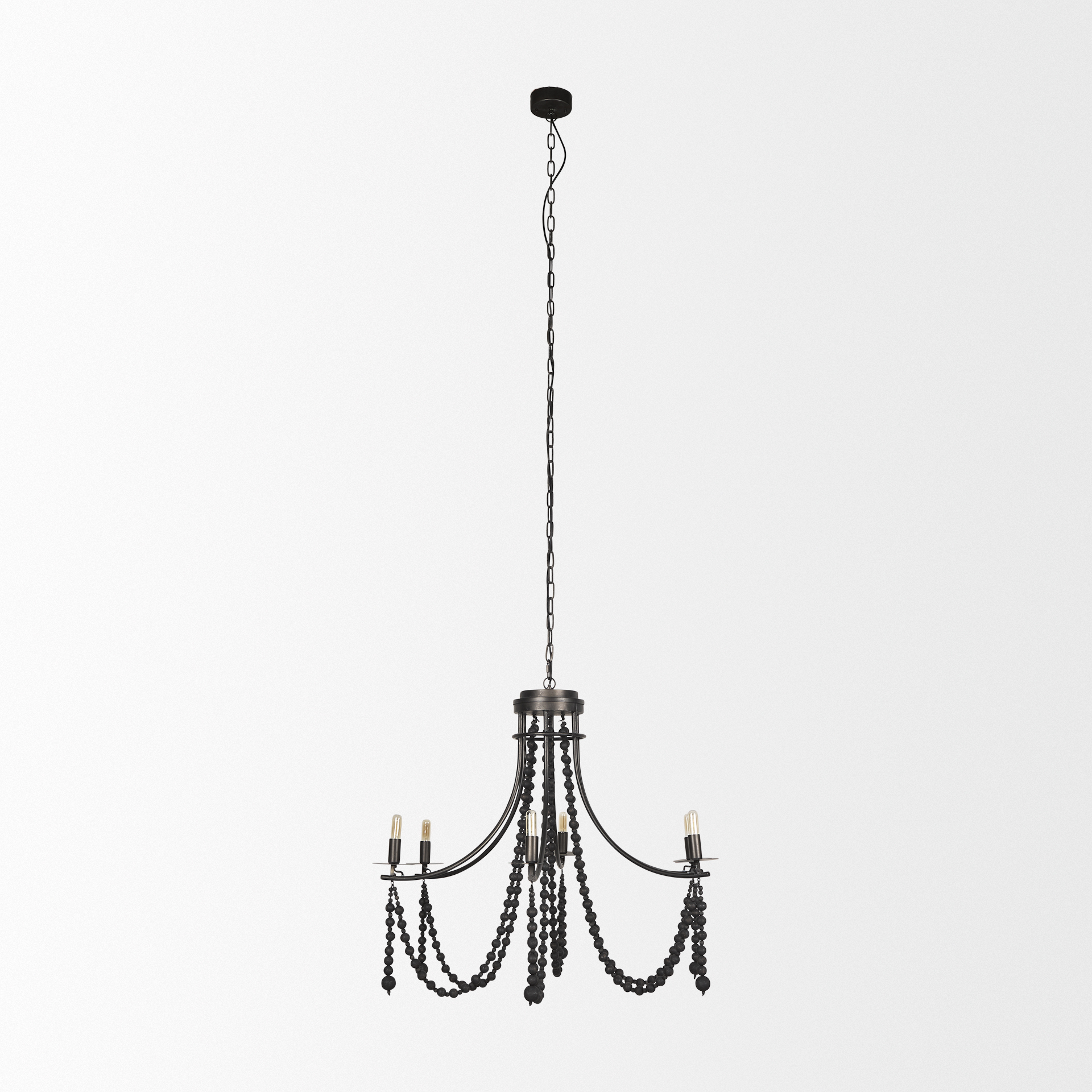 selma black wood bead and metal chandelier