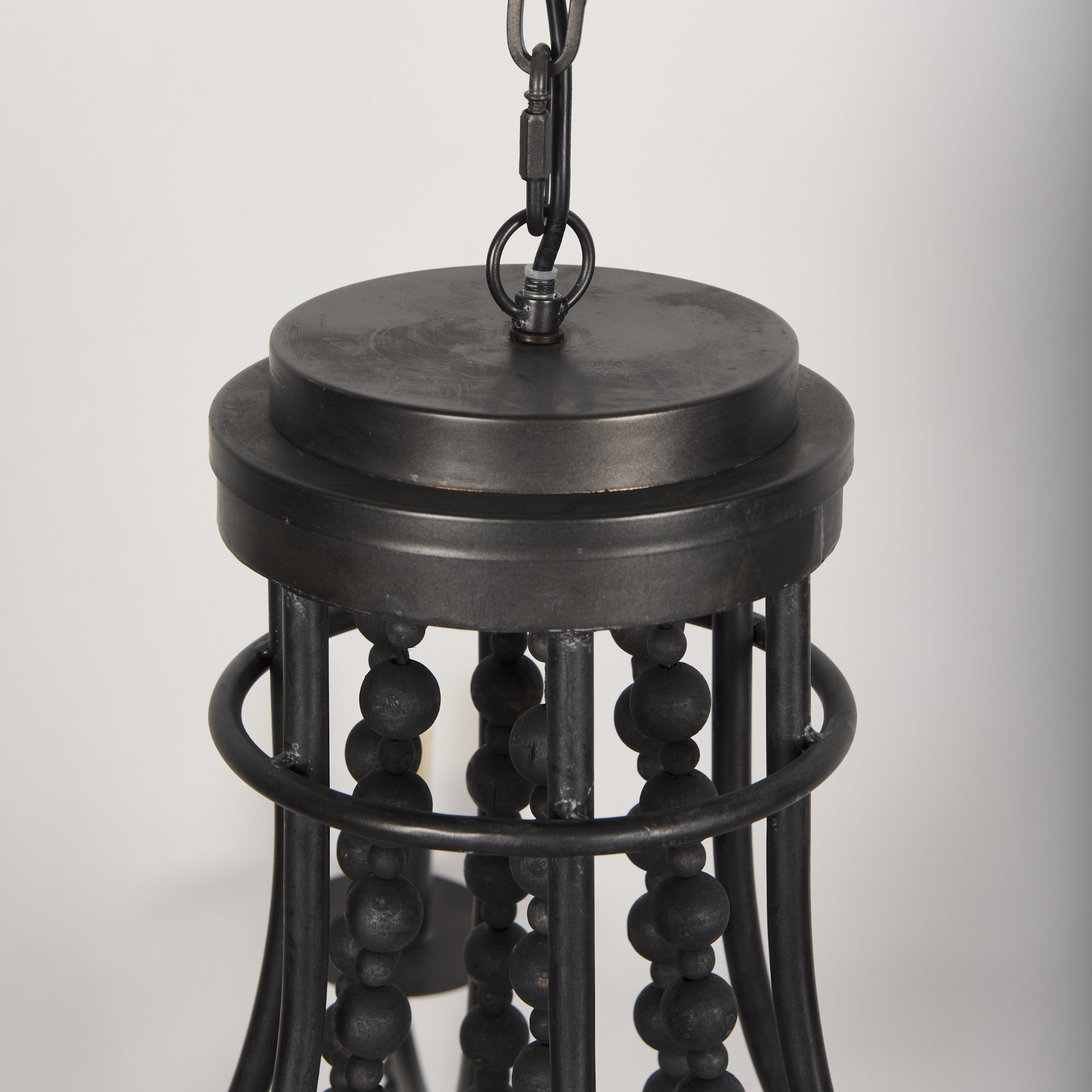 selma black wood bead and metal chandelier