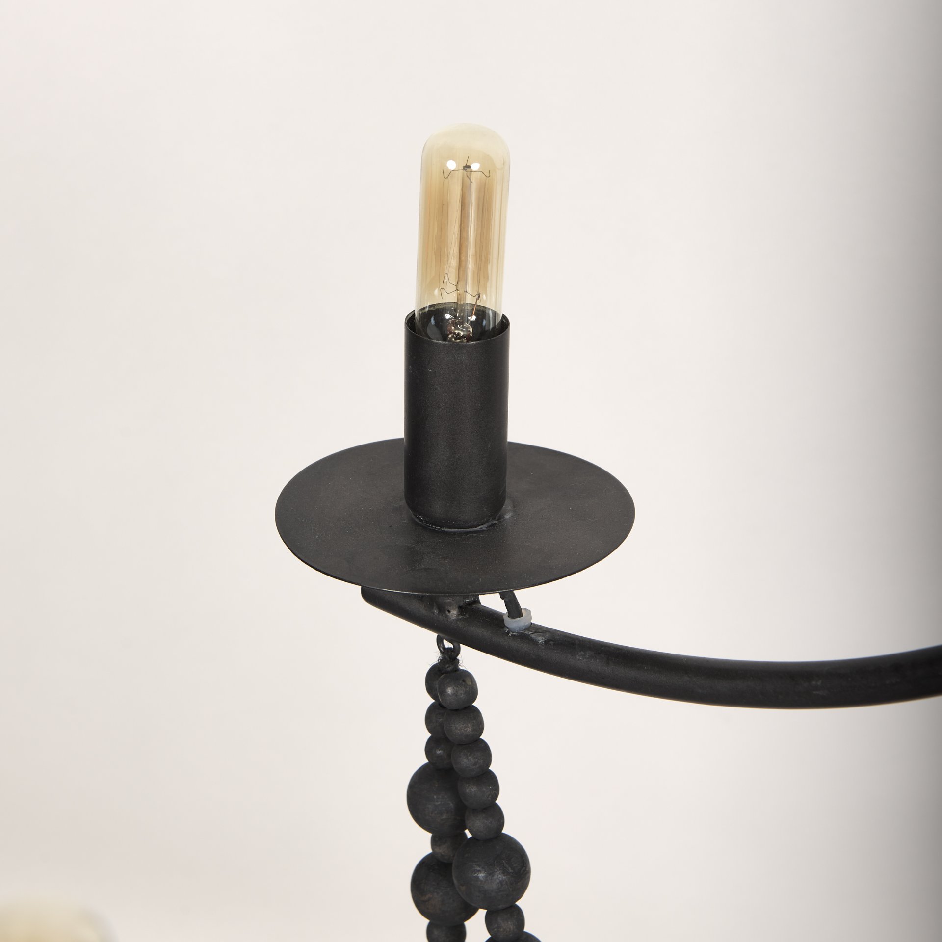 selma black wood bead and metal chandelier