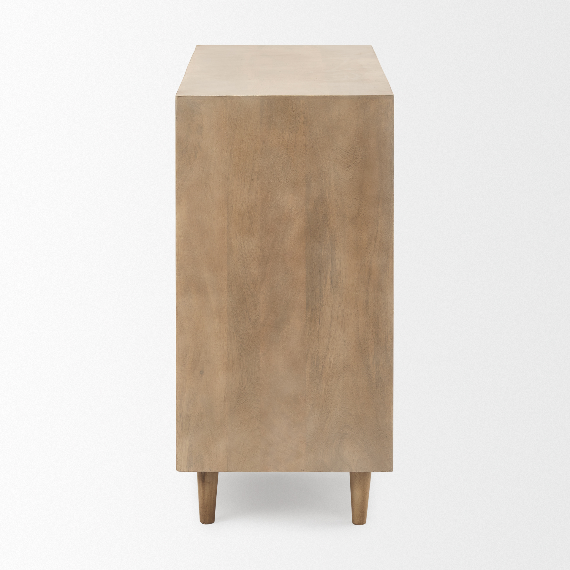 tucker light brown wood w/ carved arch pattern 2 door accent cabinet