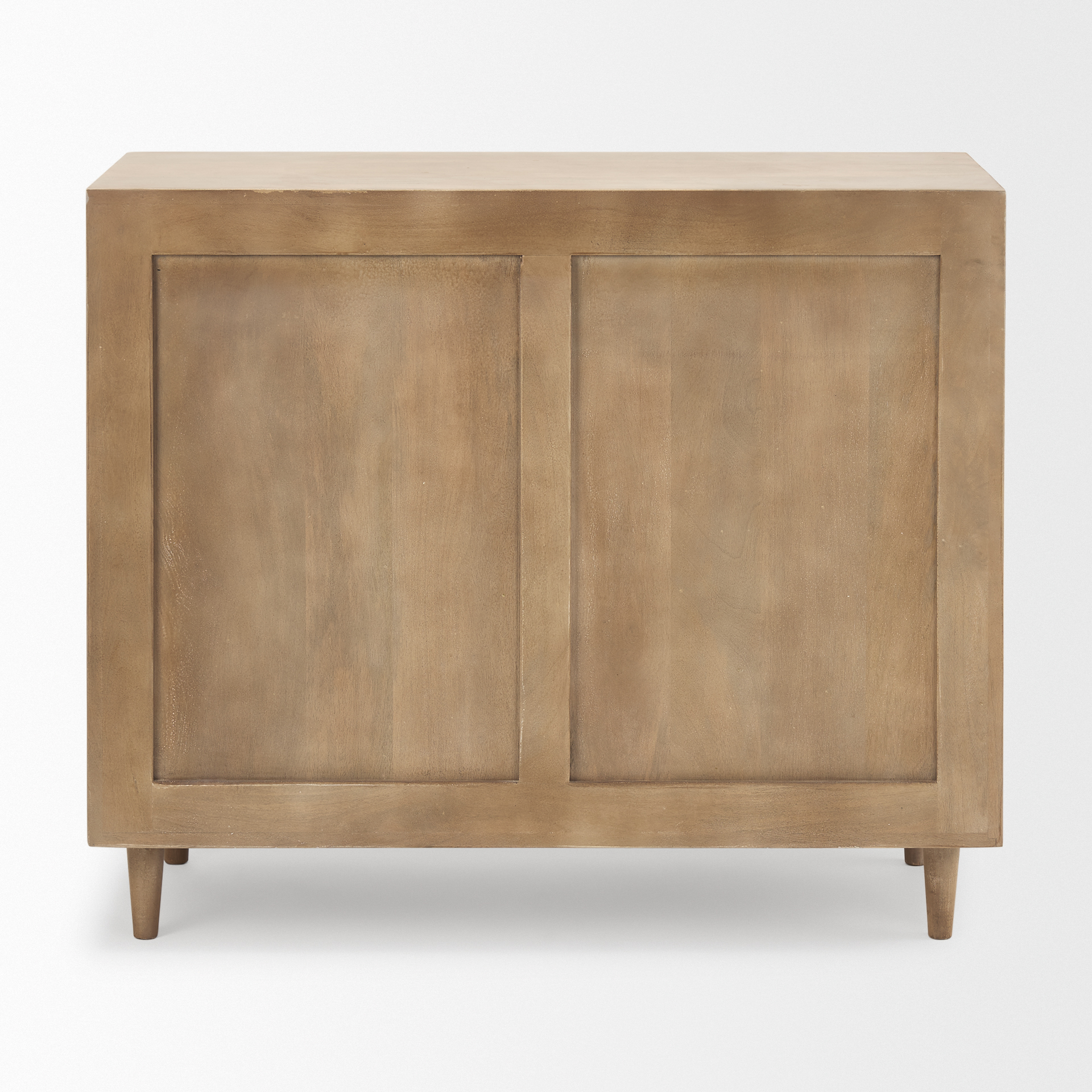 tucker light brown wood w/ carved arch pattern 2 door accent cabinet