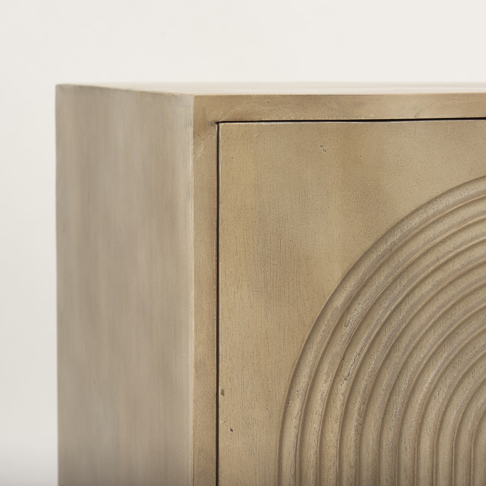 tucker light brown wood w/ carved arch pattern 2 door accent cabinet