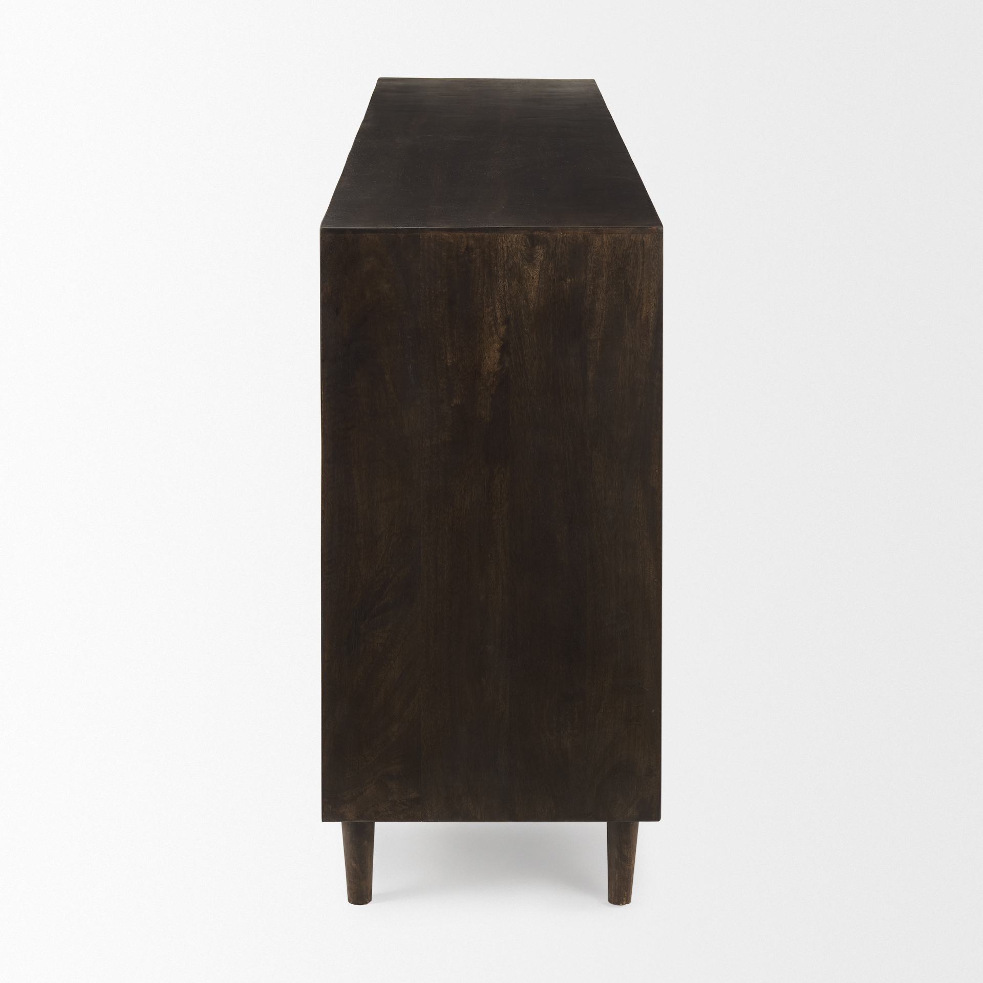 tucker dark brown w/ carved arch pattern 4 door sideboard