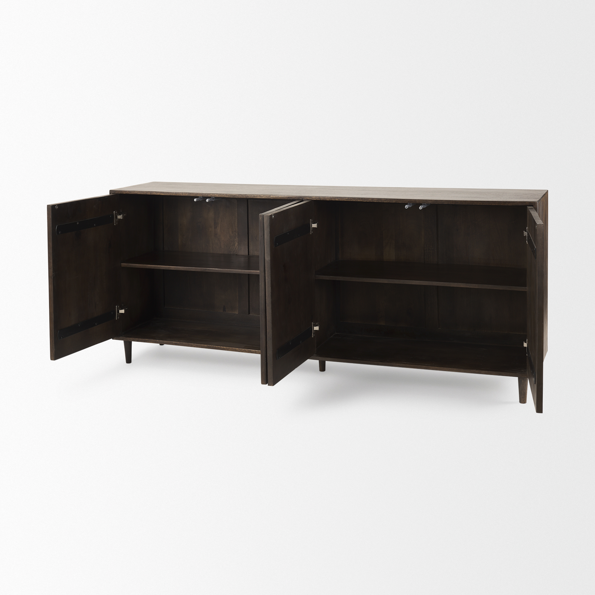 tucker dark brown w/ carved arch pattern 4 door sideboard