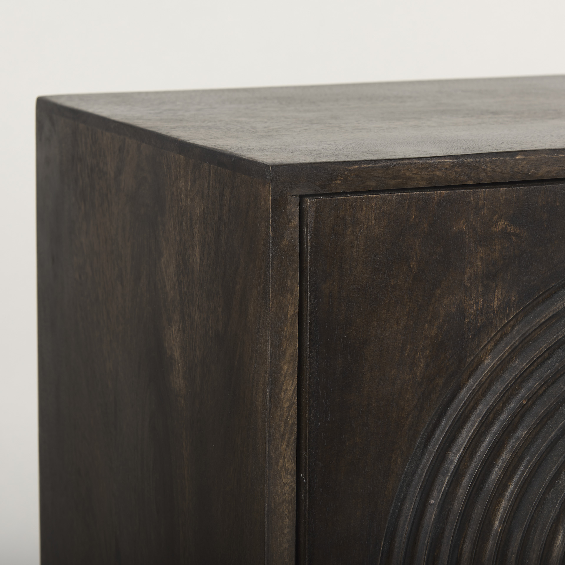 tucker dark brown w/ carved arch pattern 4 door sideboard