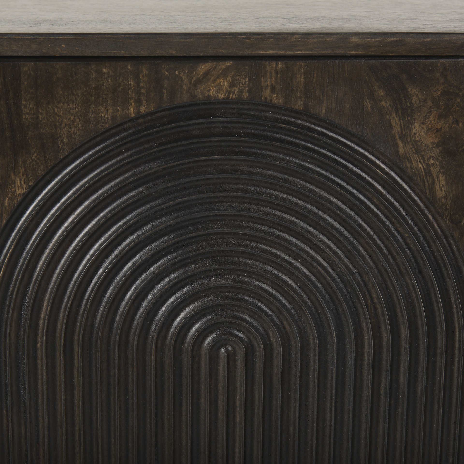 tucker dark brown w/ carved arch pattern 4 door sideboard