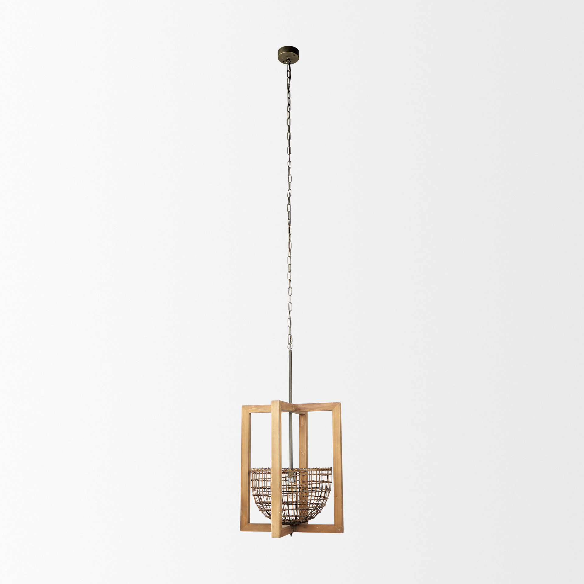 kiley warm wood basket lantern pendant light