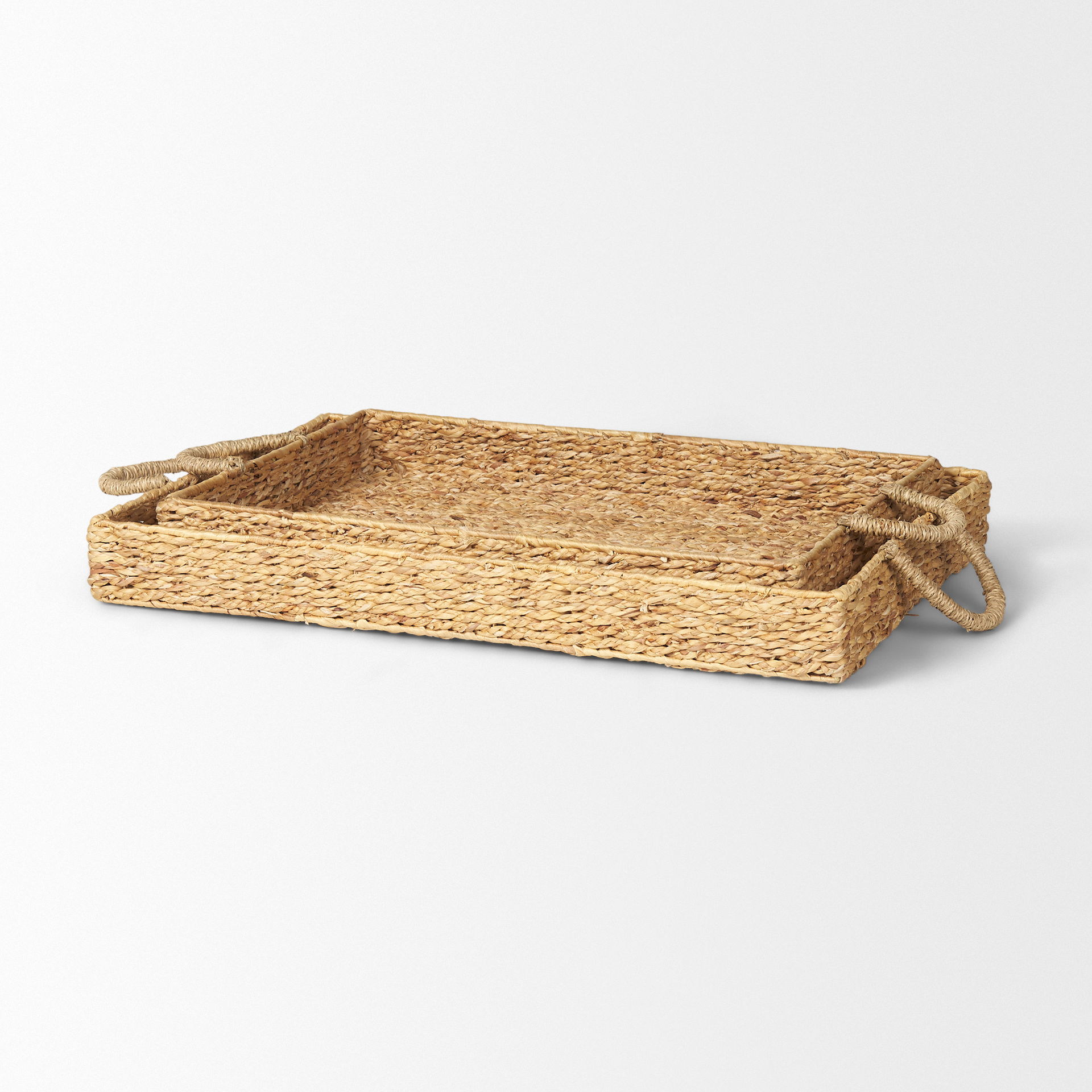 hona set of 2 large recatangular nesting water hyacinth trays