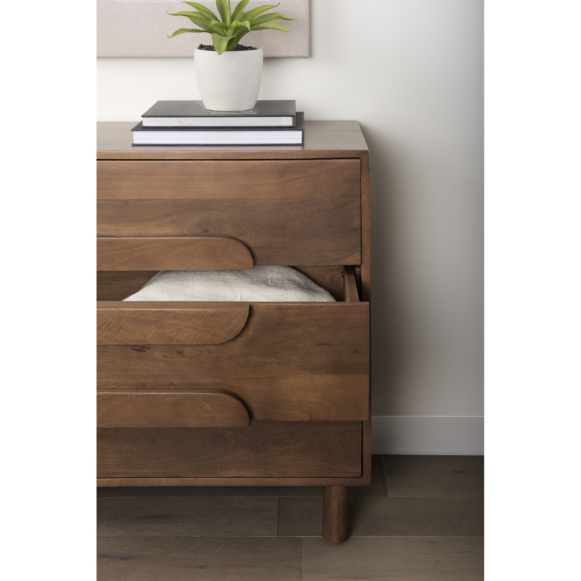 astrid 36l x 17w x 30.3h medium brown solid wood 3 drawer cabinet