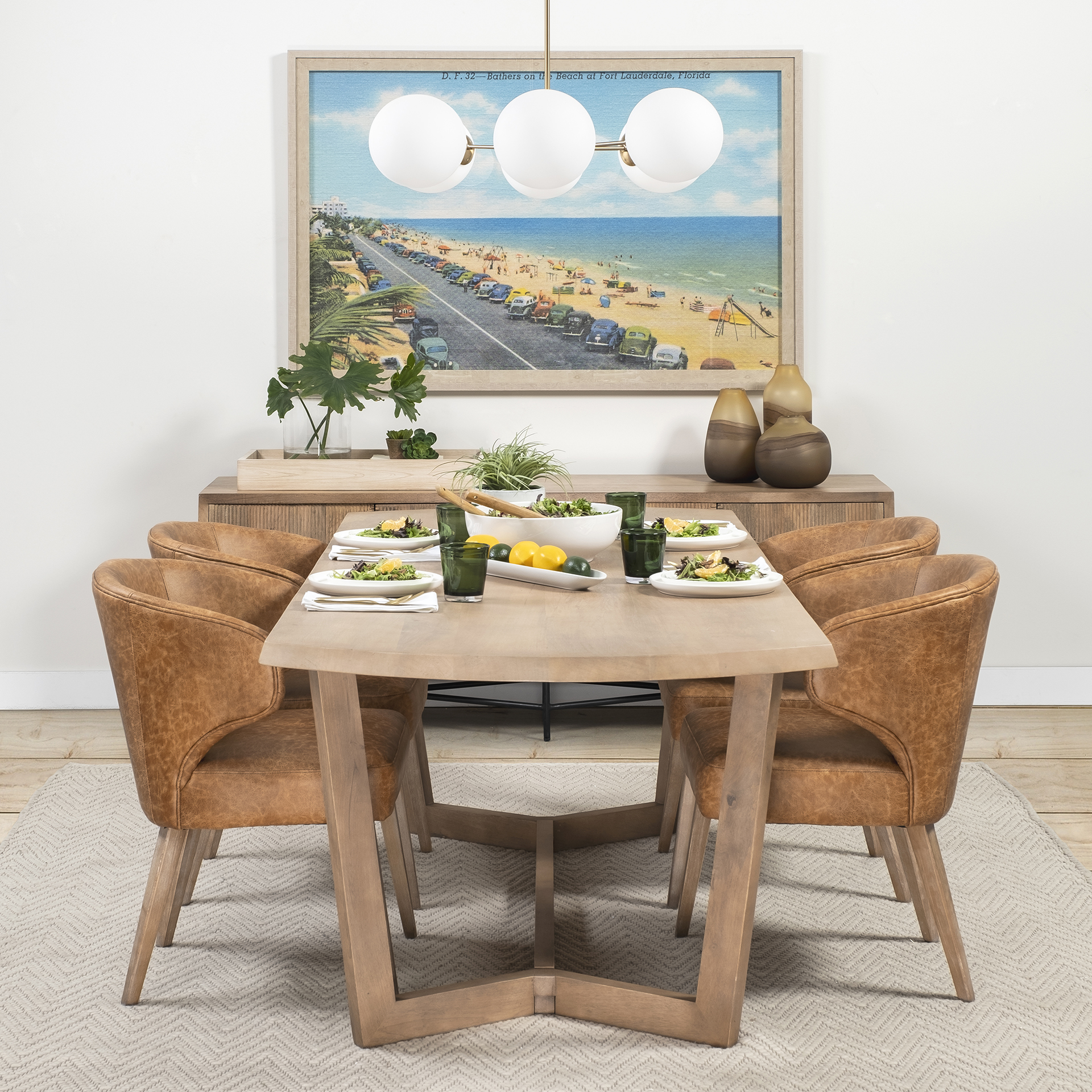 denver 91.5x38 rectangular brown solid wood top & base dining table