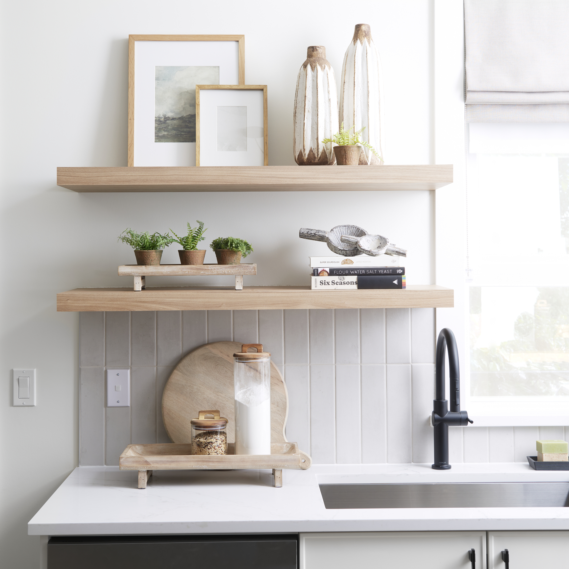 carver set of 2 rectangular white washed wood trays