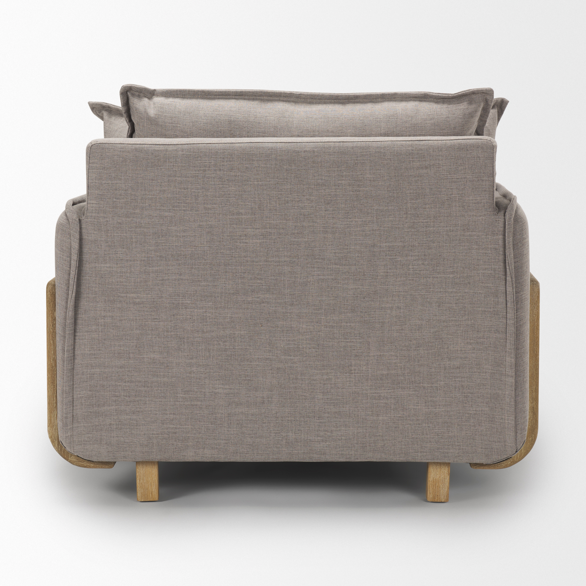 roy ii flint gray upholstered and brown wood frame arm chair