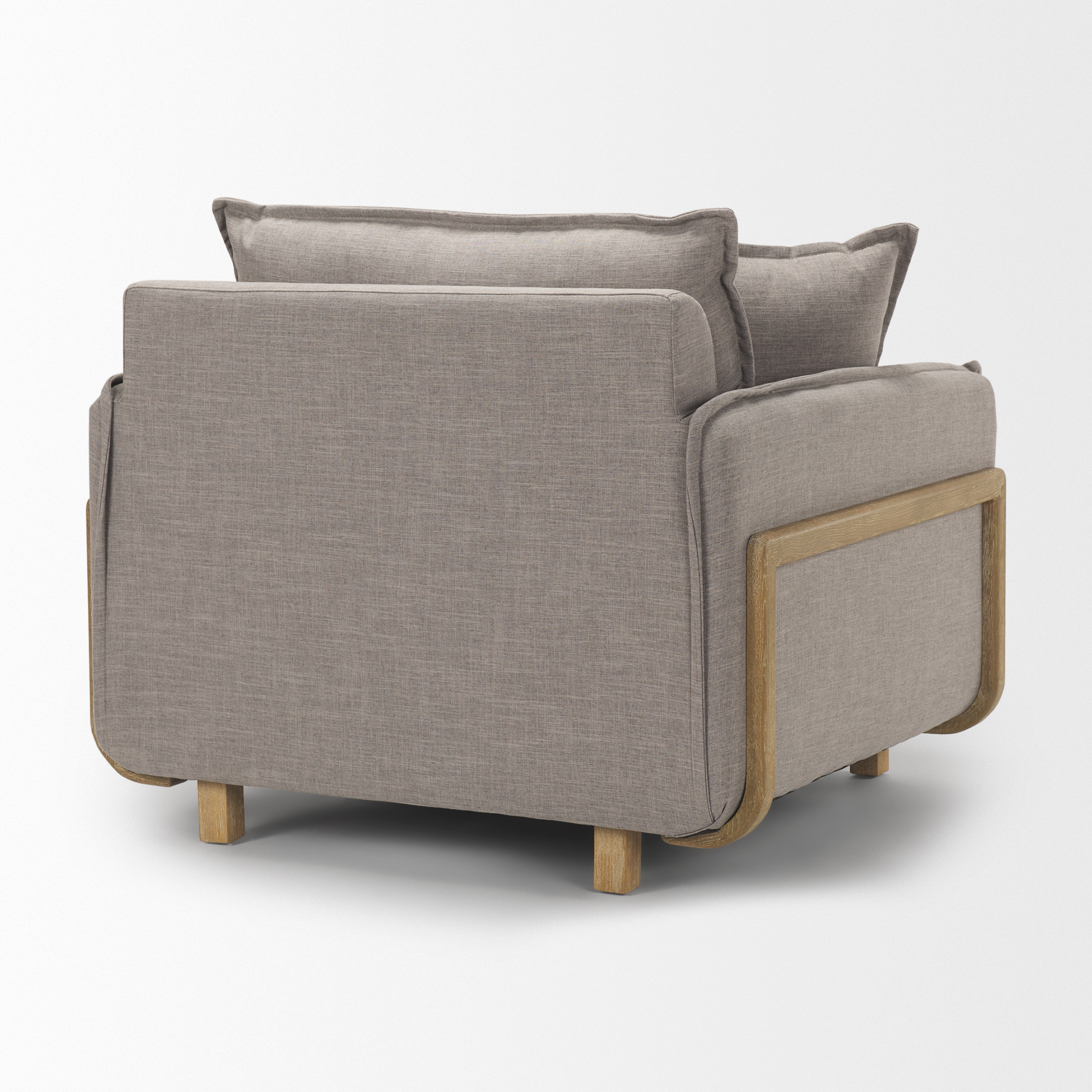 roy ii flint gray upholstered and brown wood frame arm chair