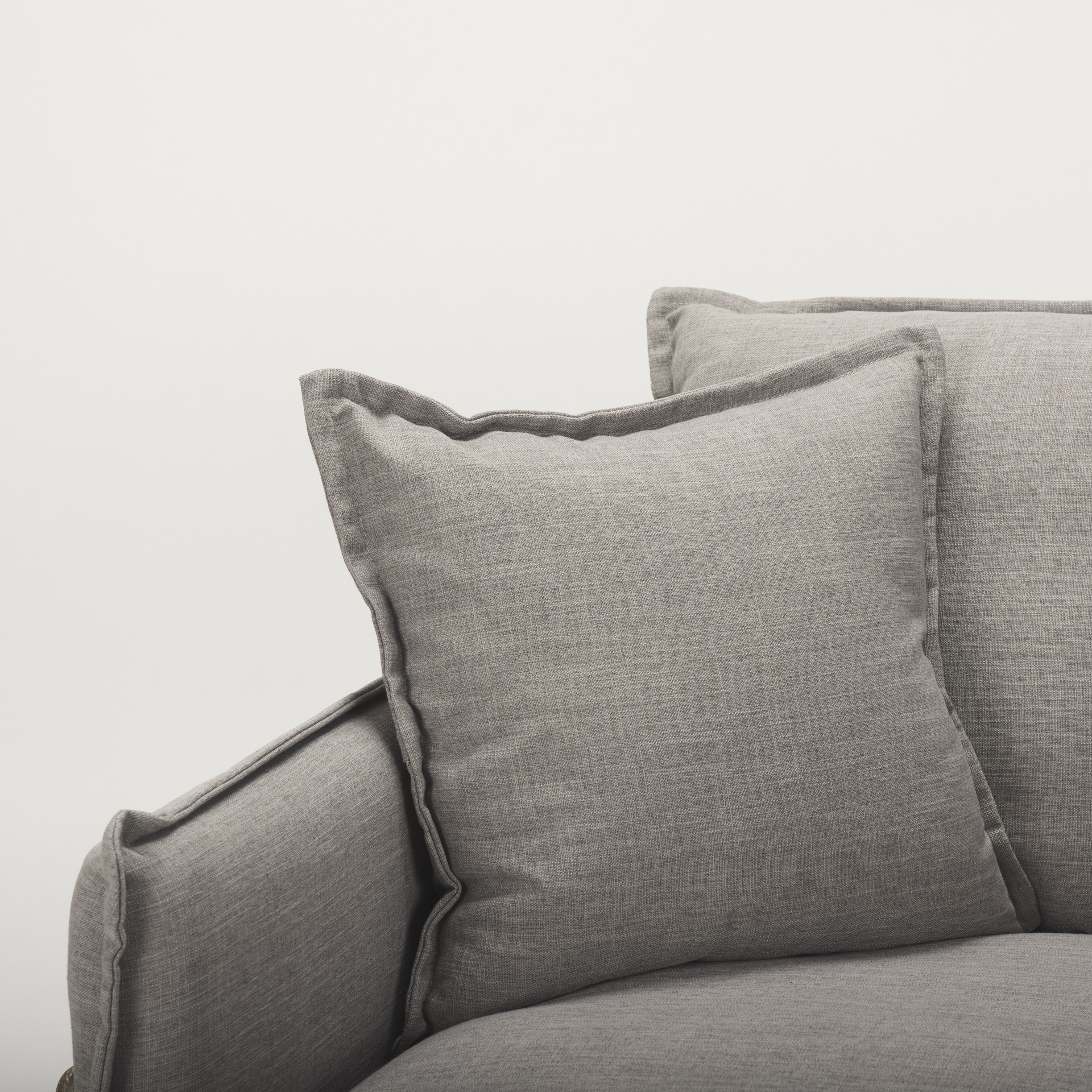 roy ii flint gray upholstered and brown wood frame arm chair