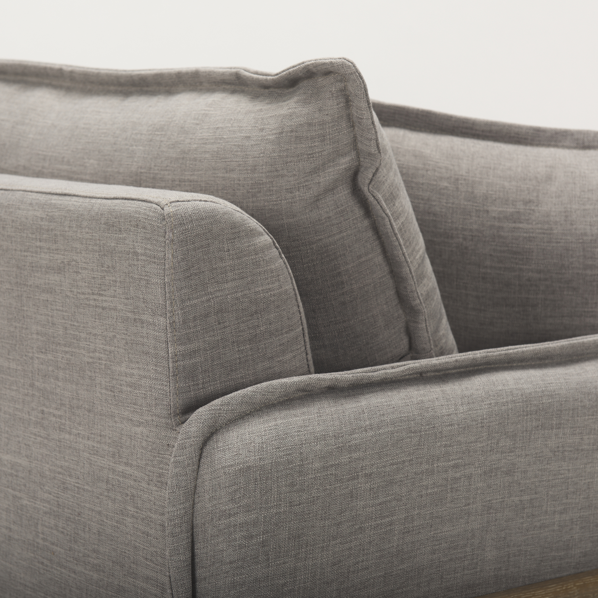 roy ii flint gray upholstered and brown wood frame arm chair