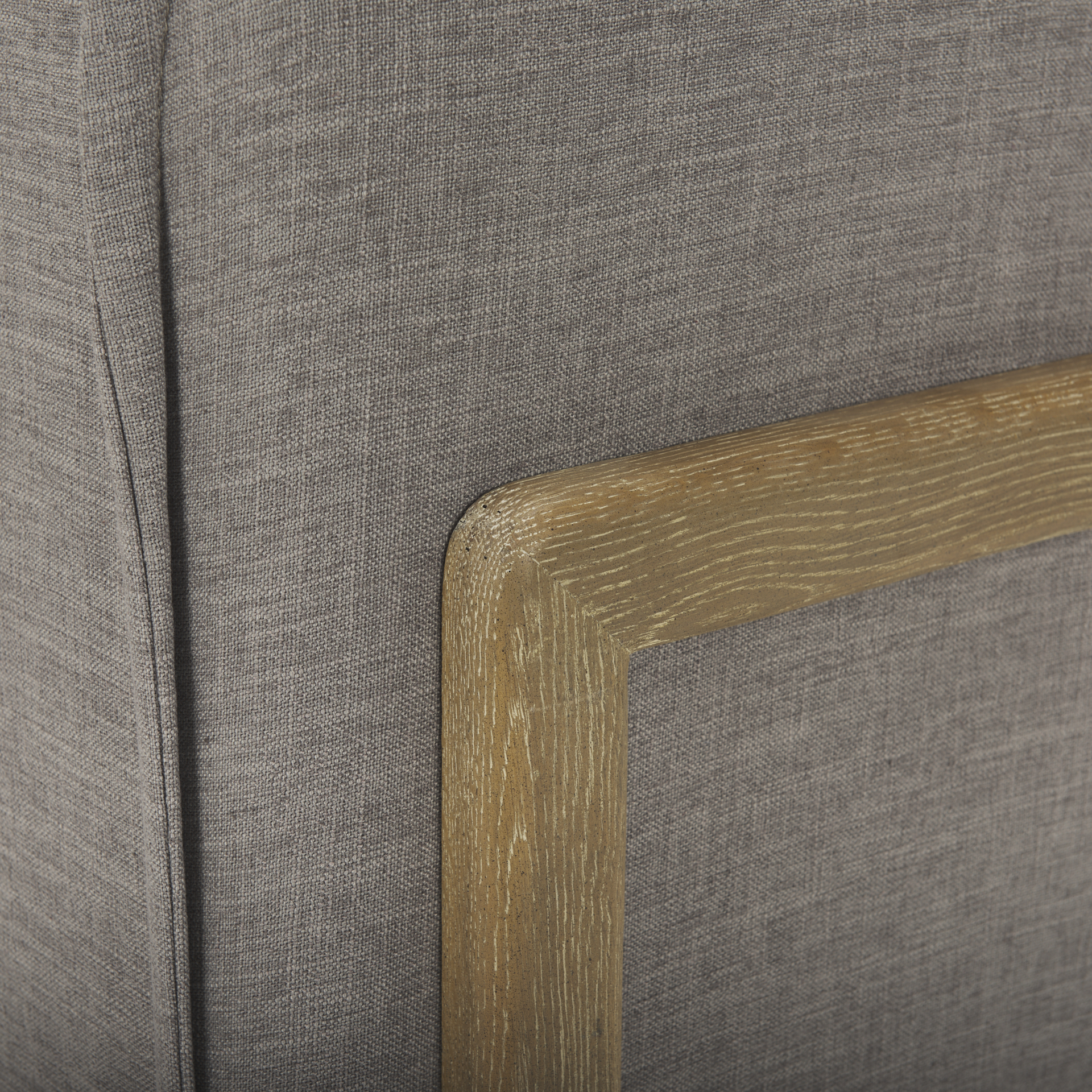 roy ii flint gray upholstered and brown wood frame arm chair