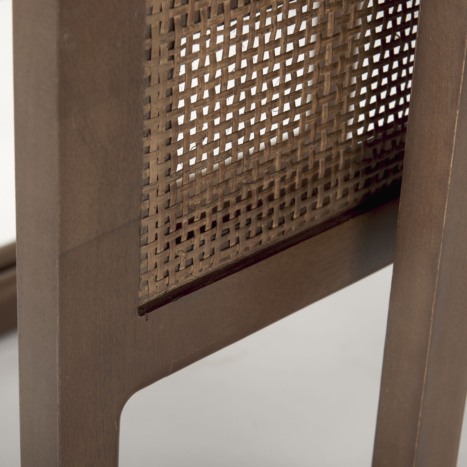 grier set of 2 medium brown solid wood w/ cane nesting accent tables