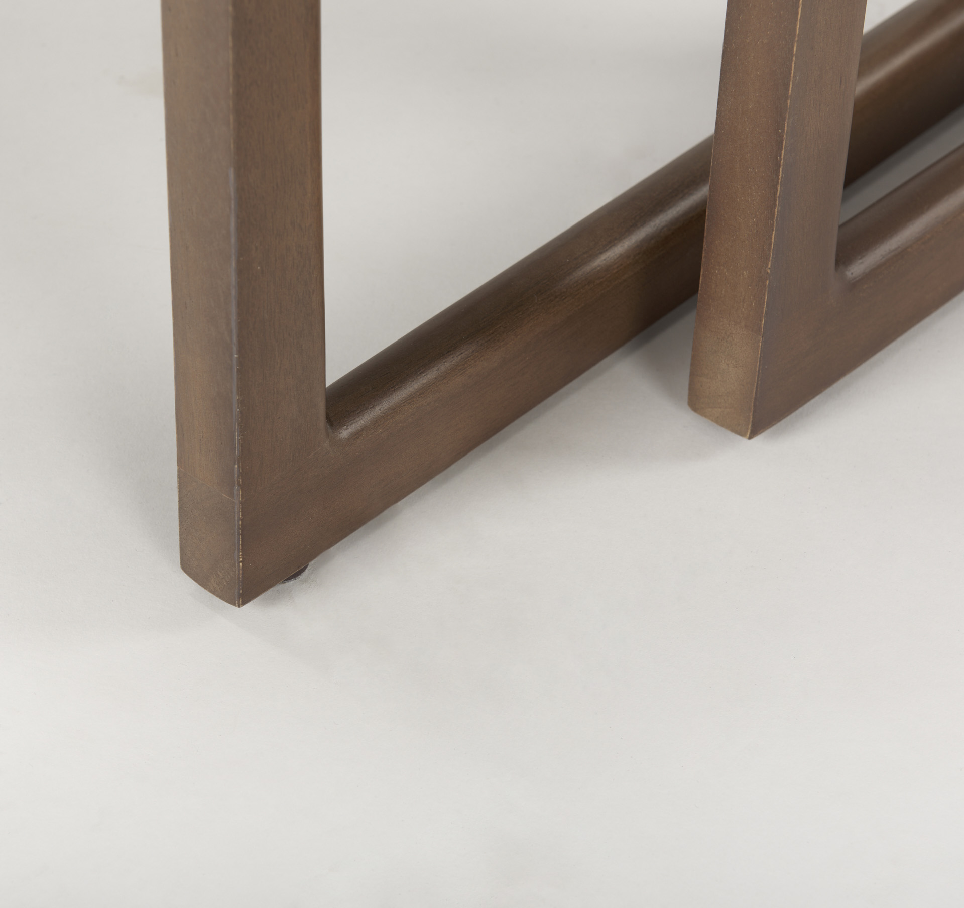 grier set of 2 medium brown solid wood w/ cane nesting accent tables