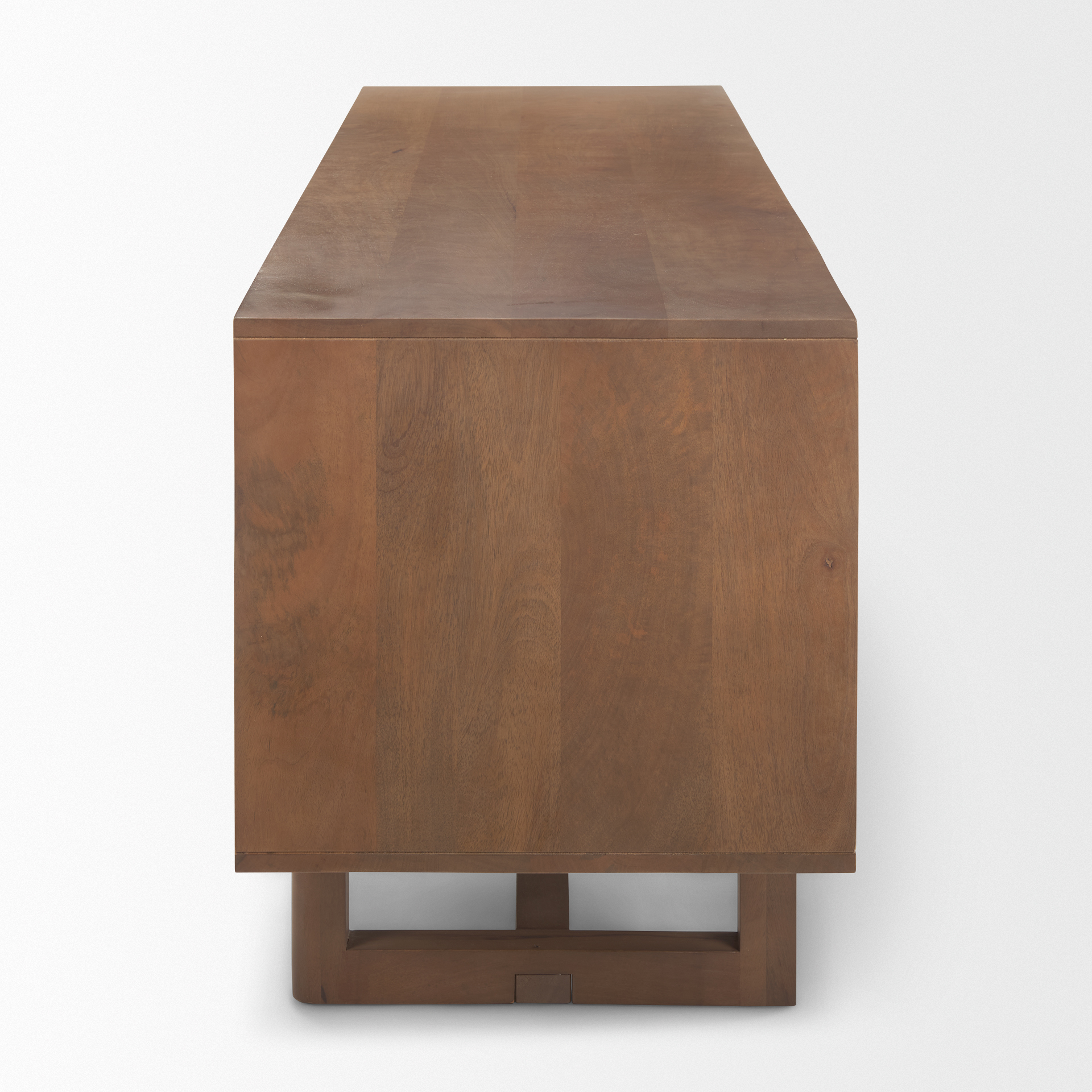 grier 65.0l x 18.75w x 23.0h medium brown solid wood w/cane media console