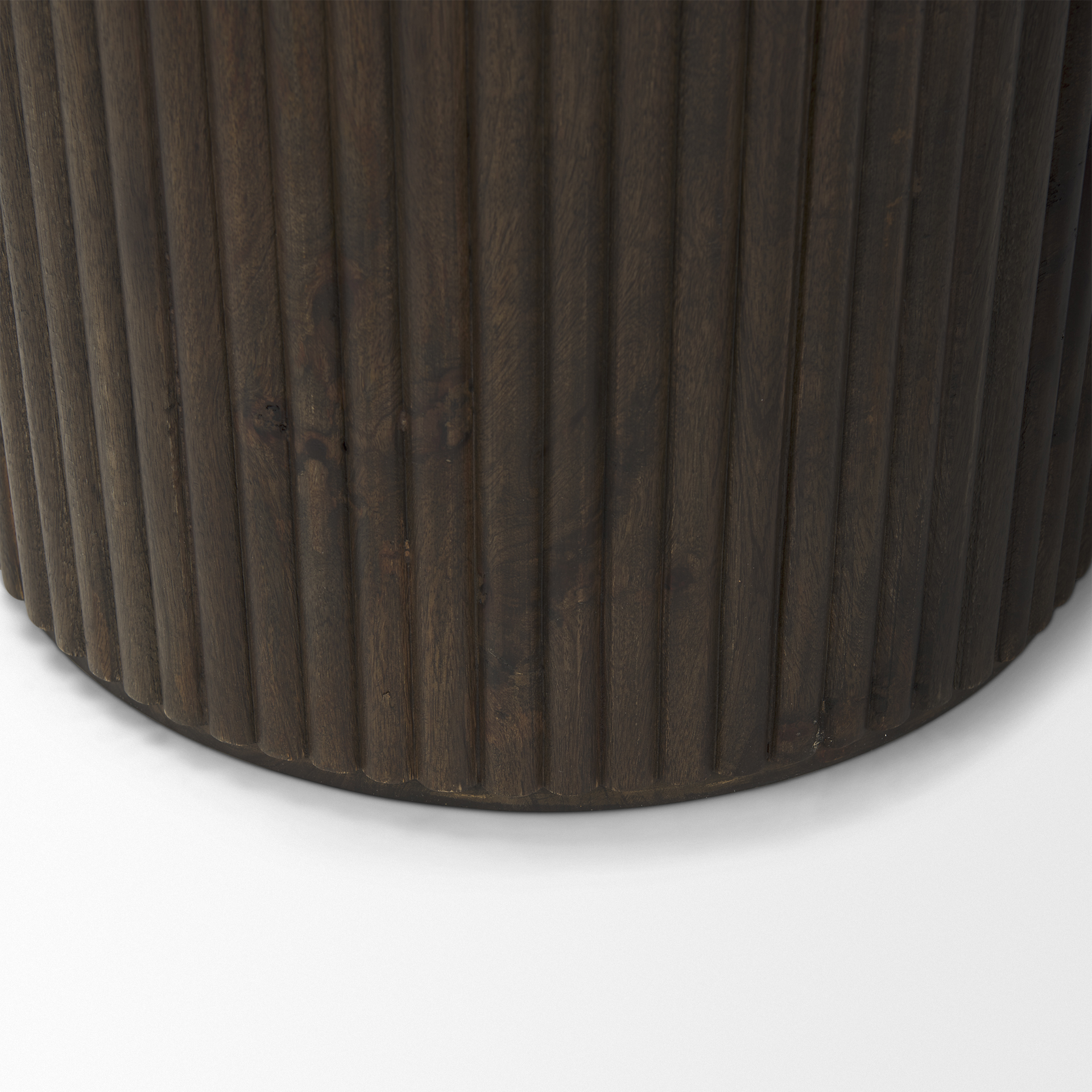 terra 18l x 18w x 22h dark brown wood fluted round side table
