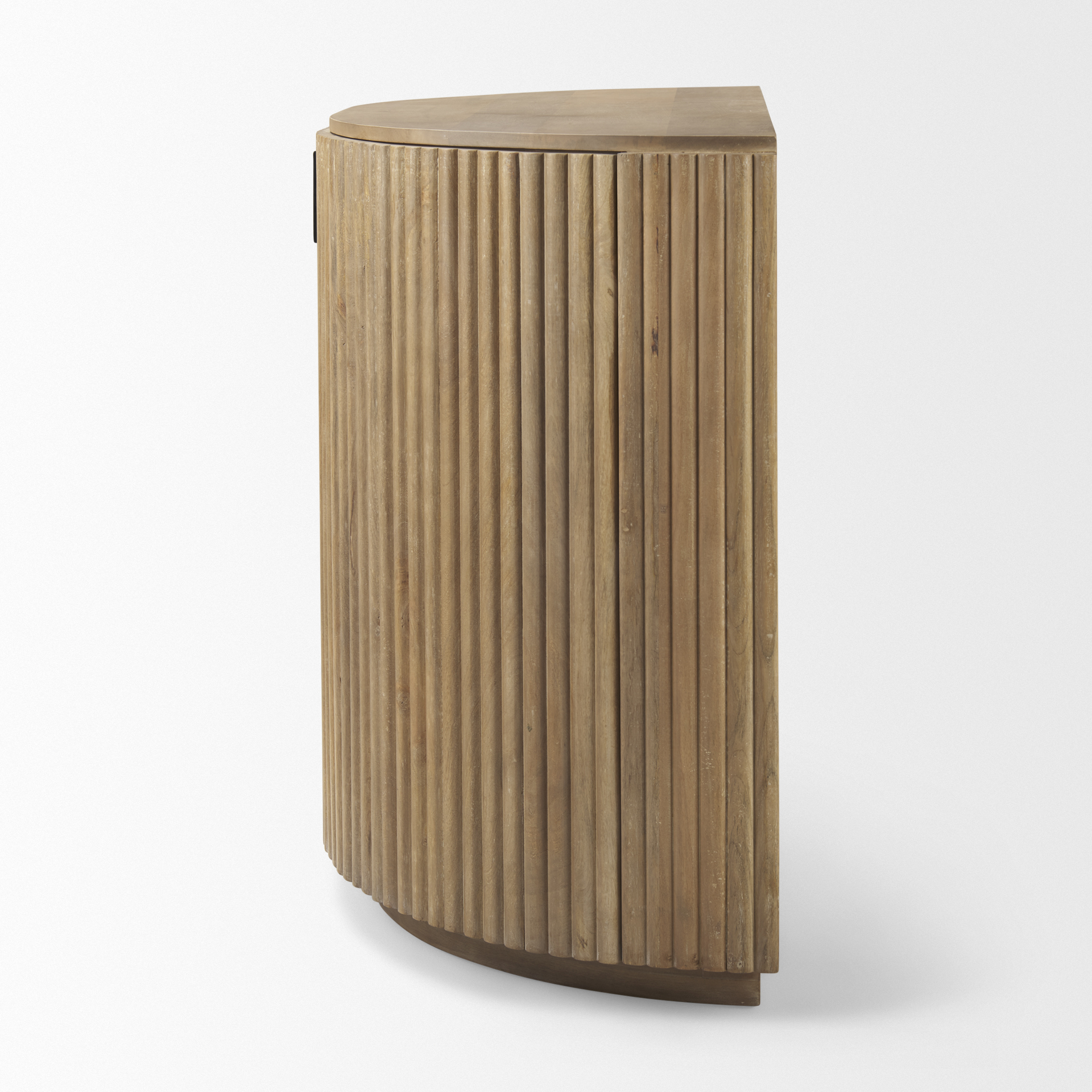 terra fluted light brown wood 2-door accent cabinet