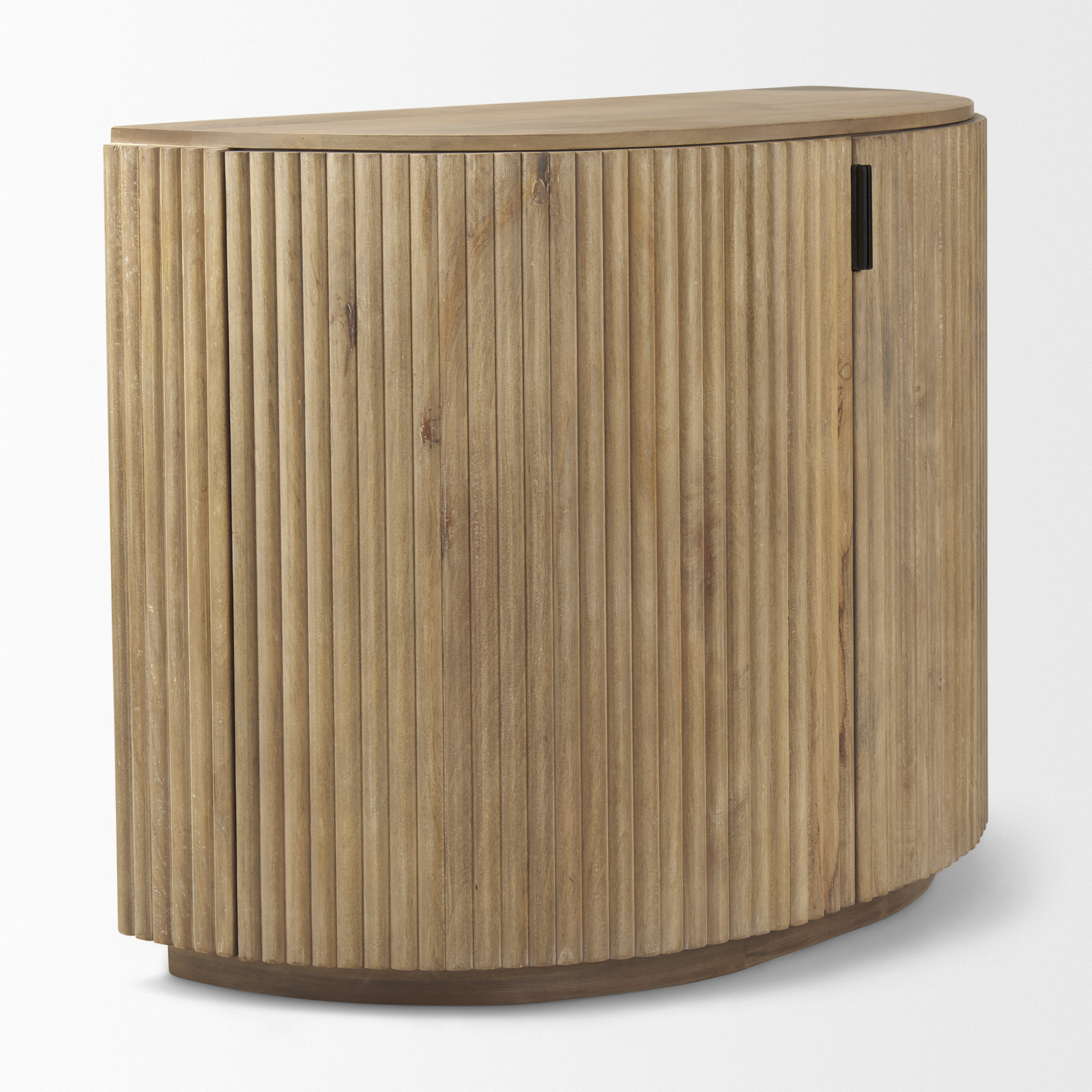 terra fluted light brown wood 2-door accent cabinet