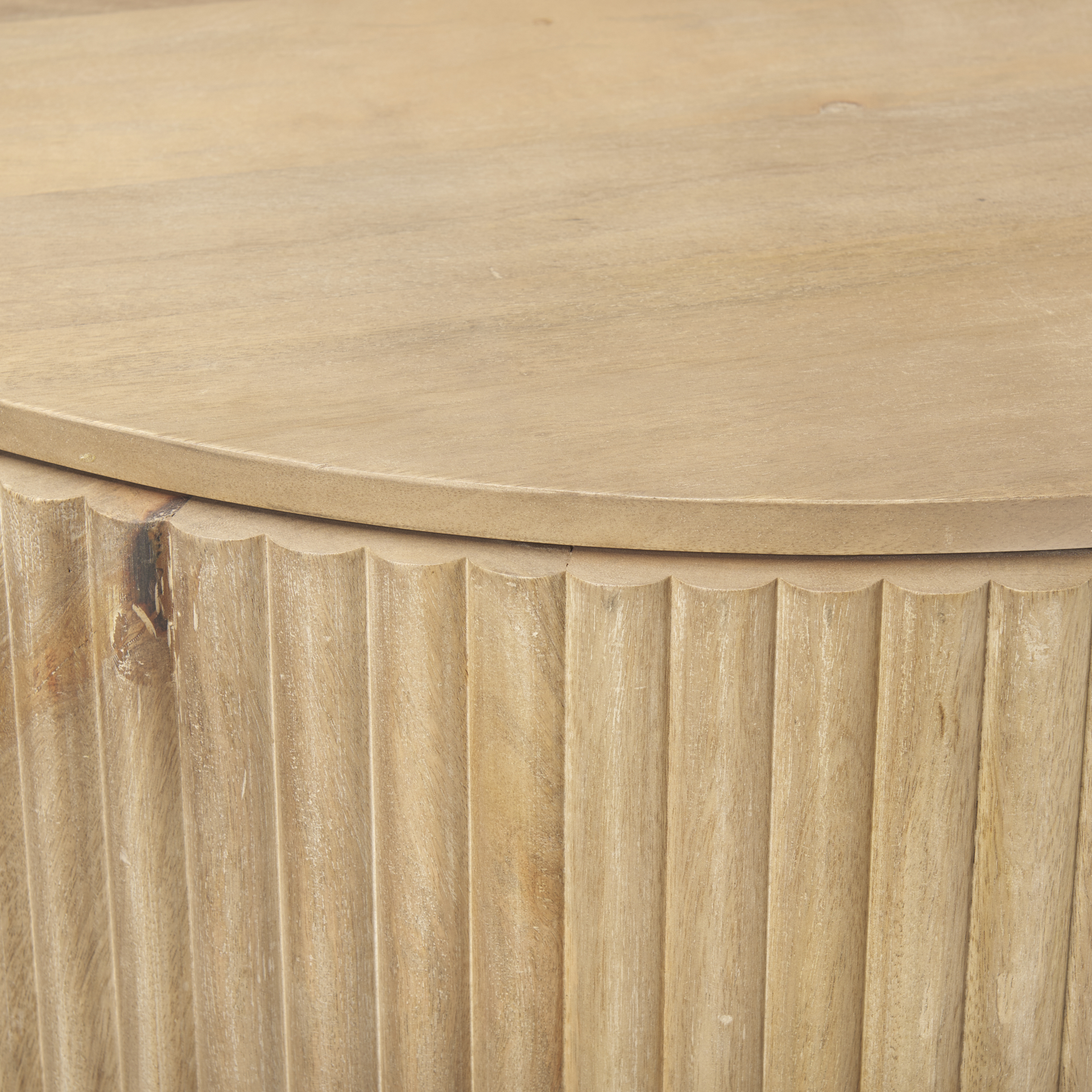 terra fluted light brown wood 2-door accent cabinet