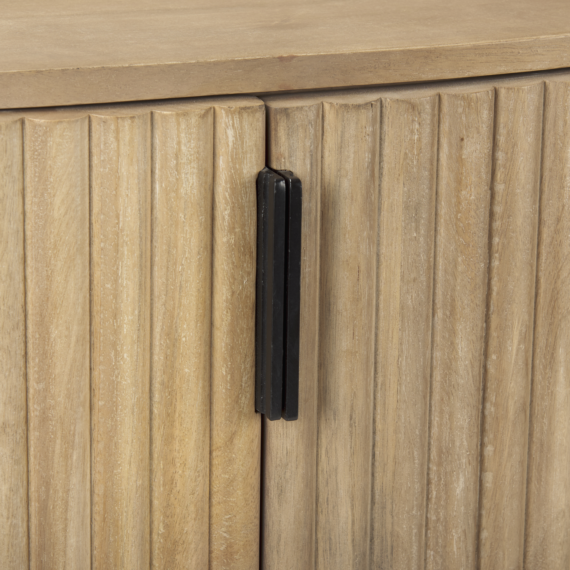 terra fluted light brown wood 2-door accent cabinet