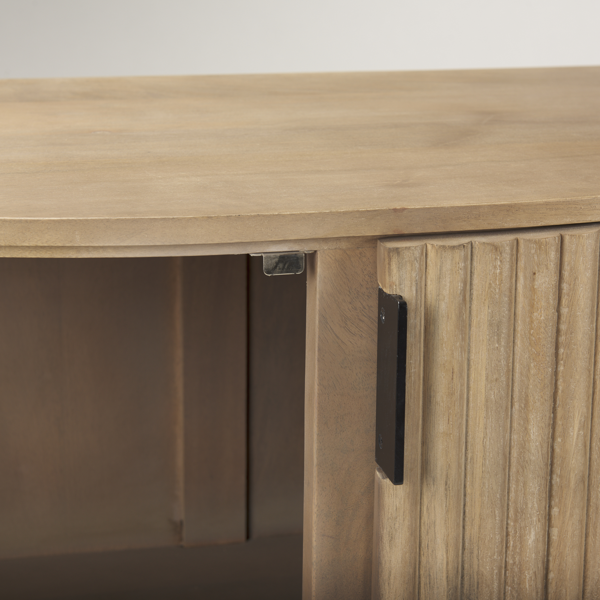 terra fluted light brown wood 2-door accent cabinet