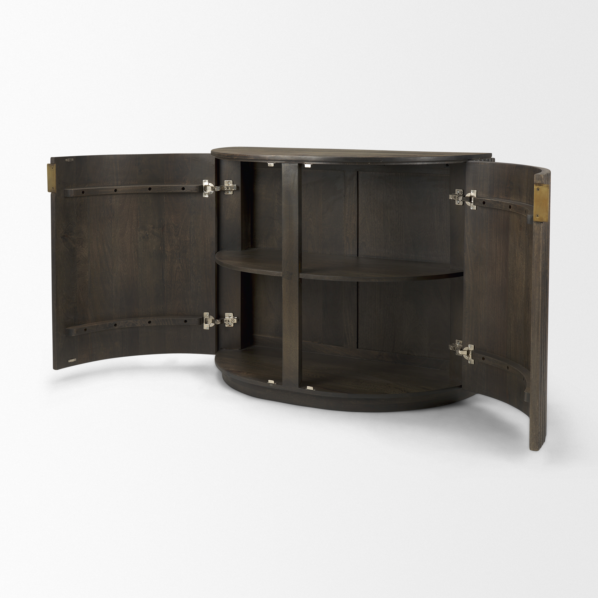 terra fluted dark brown 2-door accent cabinet