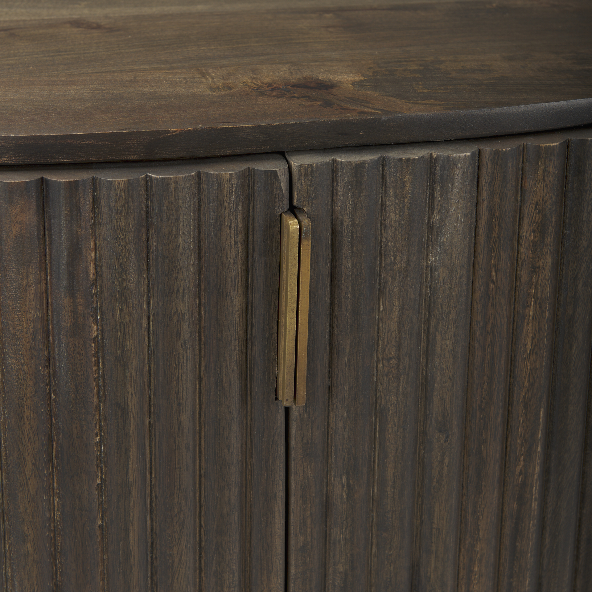 terra fluted dark brown 2-door accent cabinet