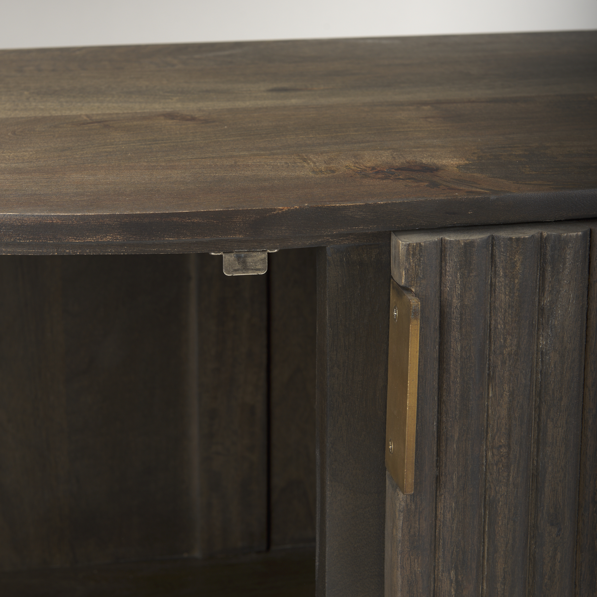terra fluted dark brown 2-door accent cabinet