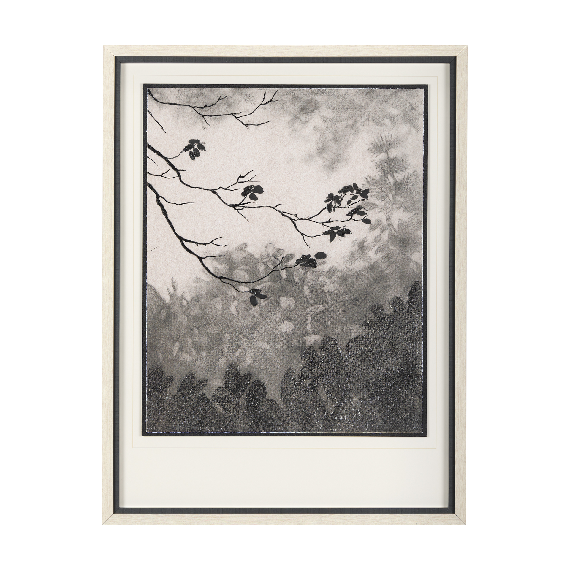 leafy shade i by mercana studio a hand embelished textured framed art print matted under glass