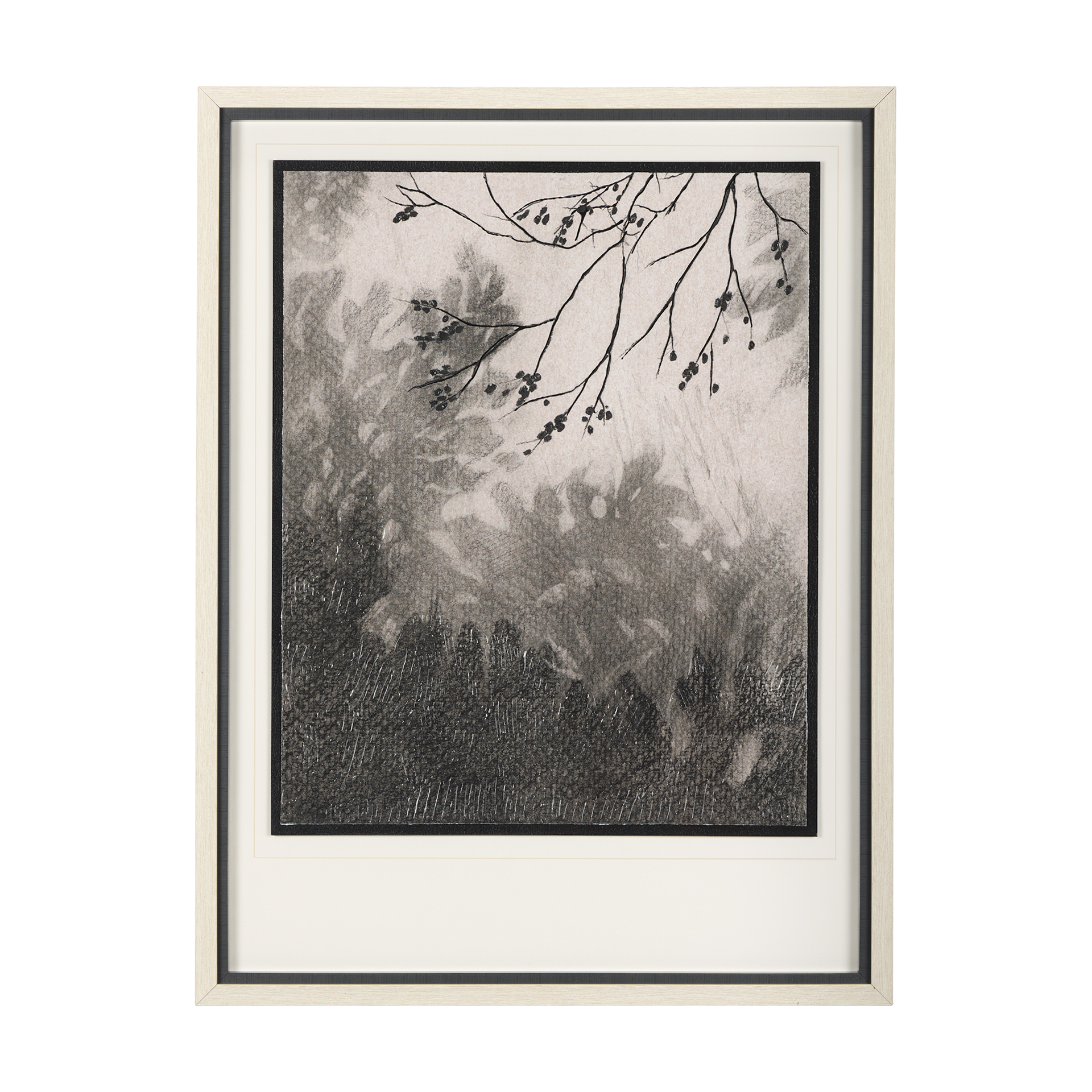 leafy shade ii by mercana studio a hand embelished textured framed art print matted under glass