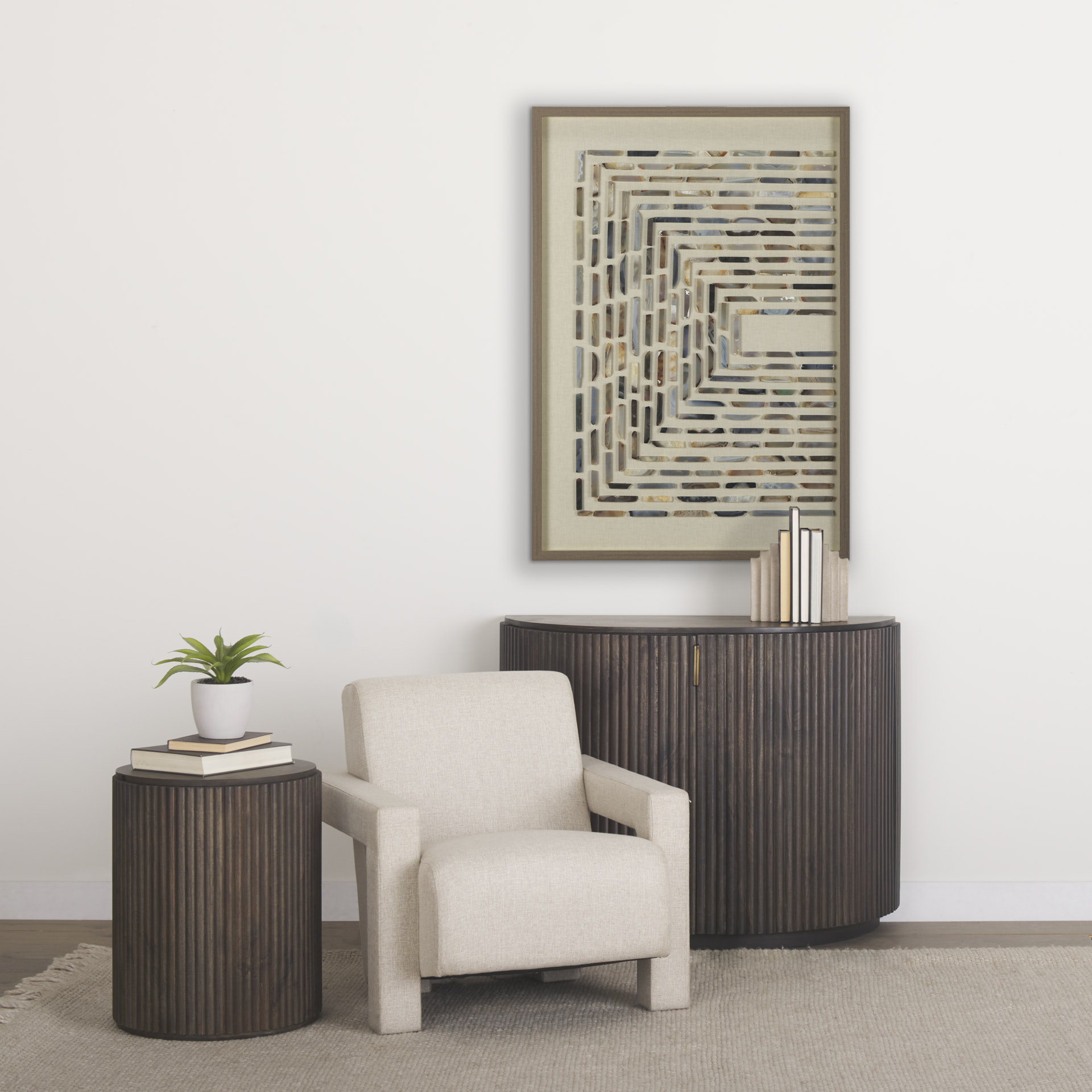 terra fluted dark brown 2-door accent cabinet