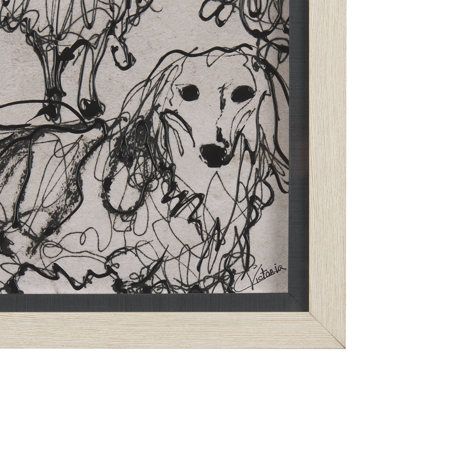 dog sketches by mercana studio a hand embelished textured framed art print matted under glass