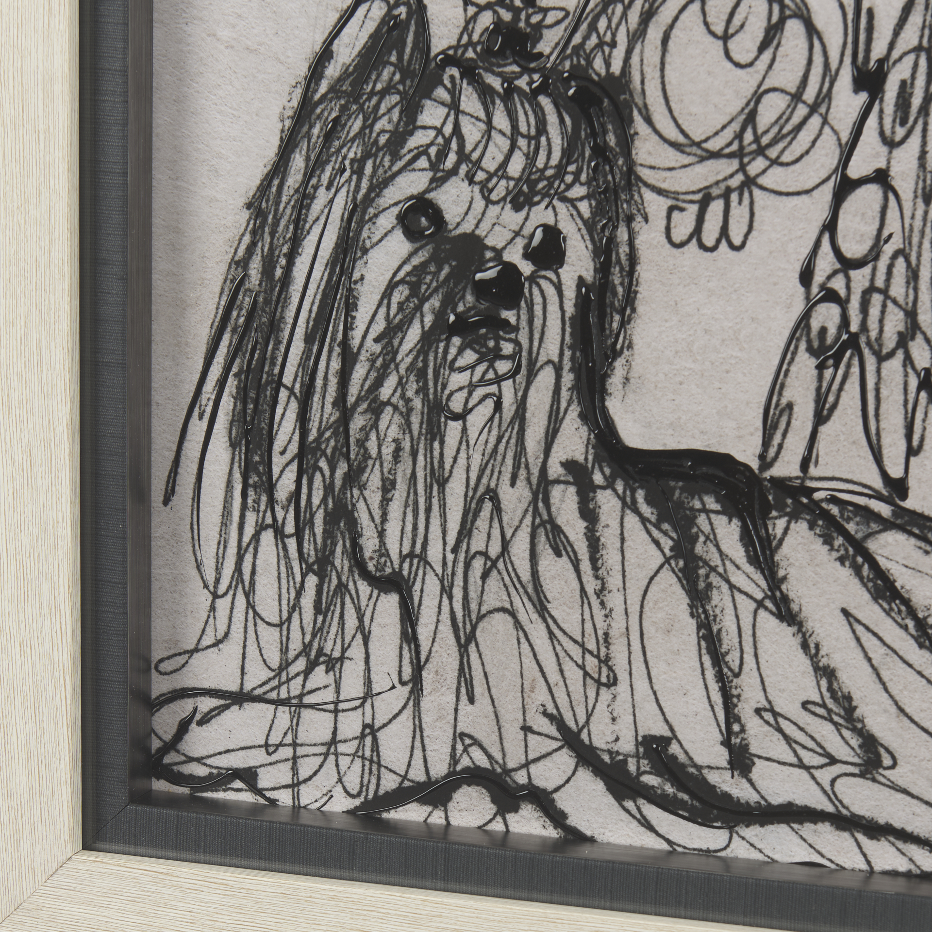 dog sketches by mercana studio a hand embelished textured framed art print matted under glass