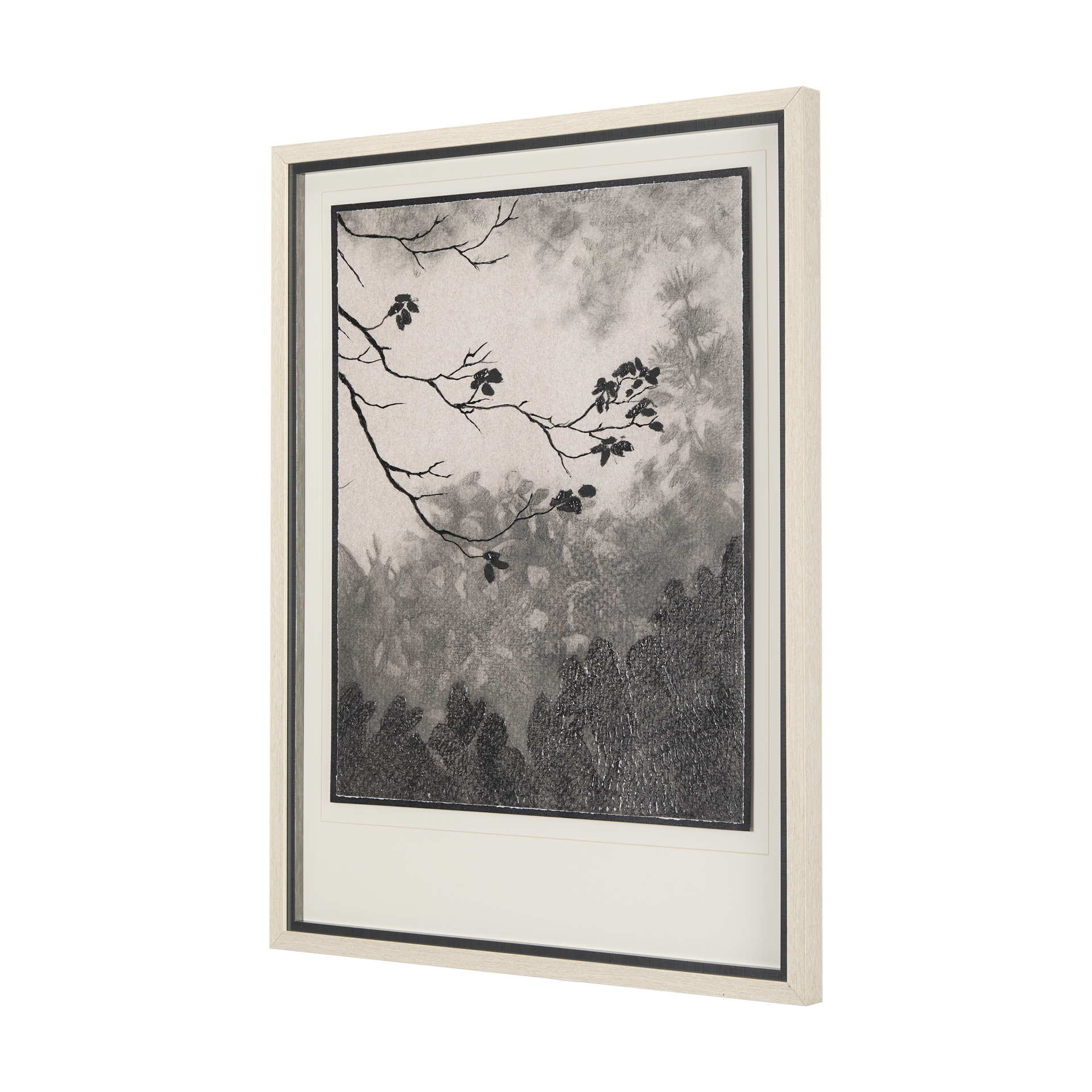 leafy shade i by mercana studio a hand embelished textured framed art print matted under glass