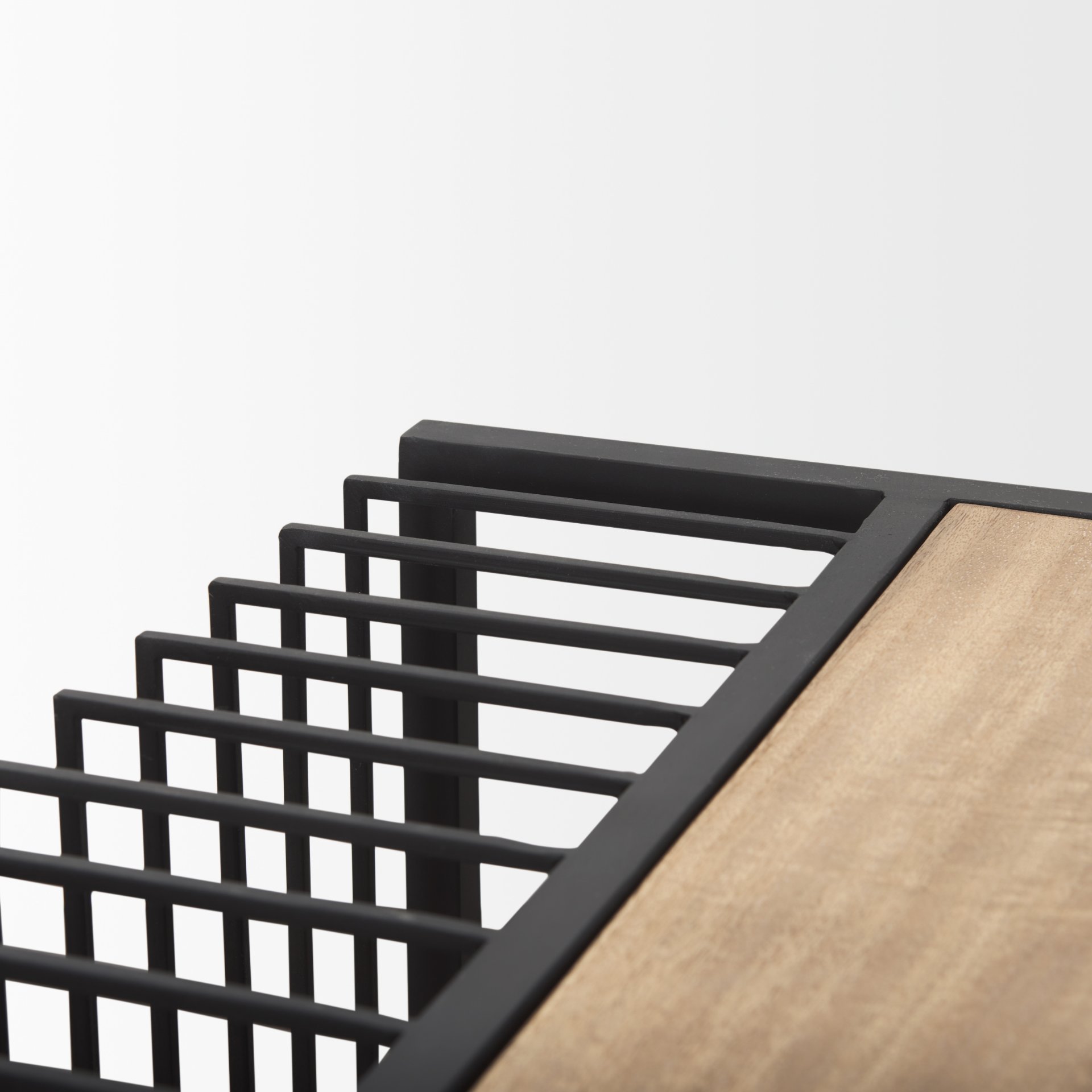 miles black metal w/ light wood nesting end/side table