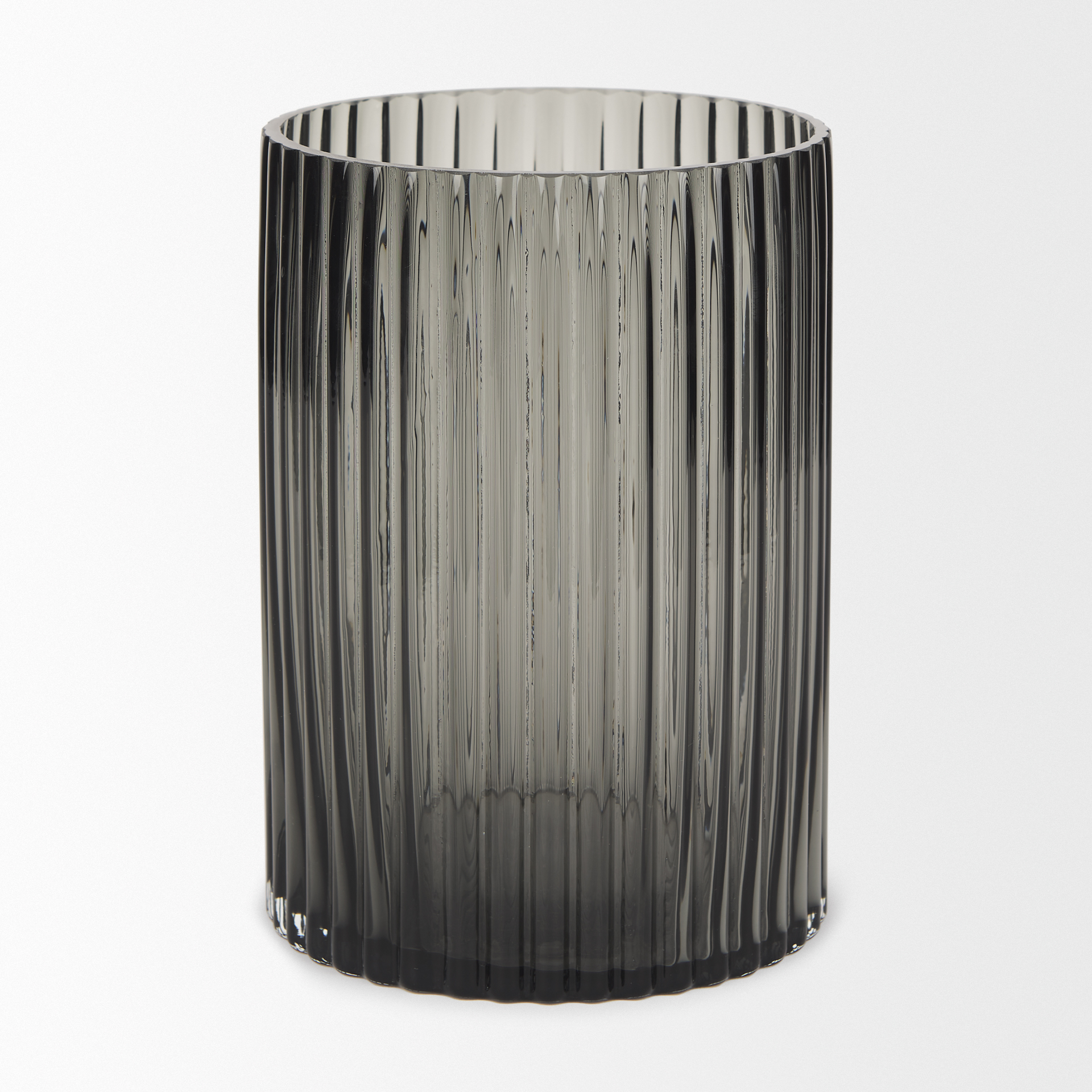 dawn short smokey black glass vase