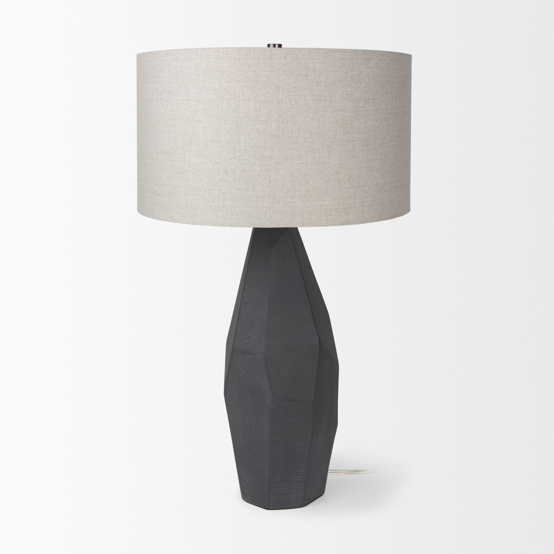 piven black w/ gray wash textured ceramic table lamp