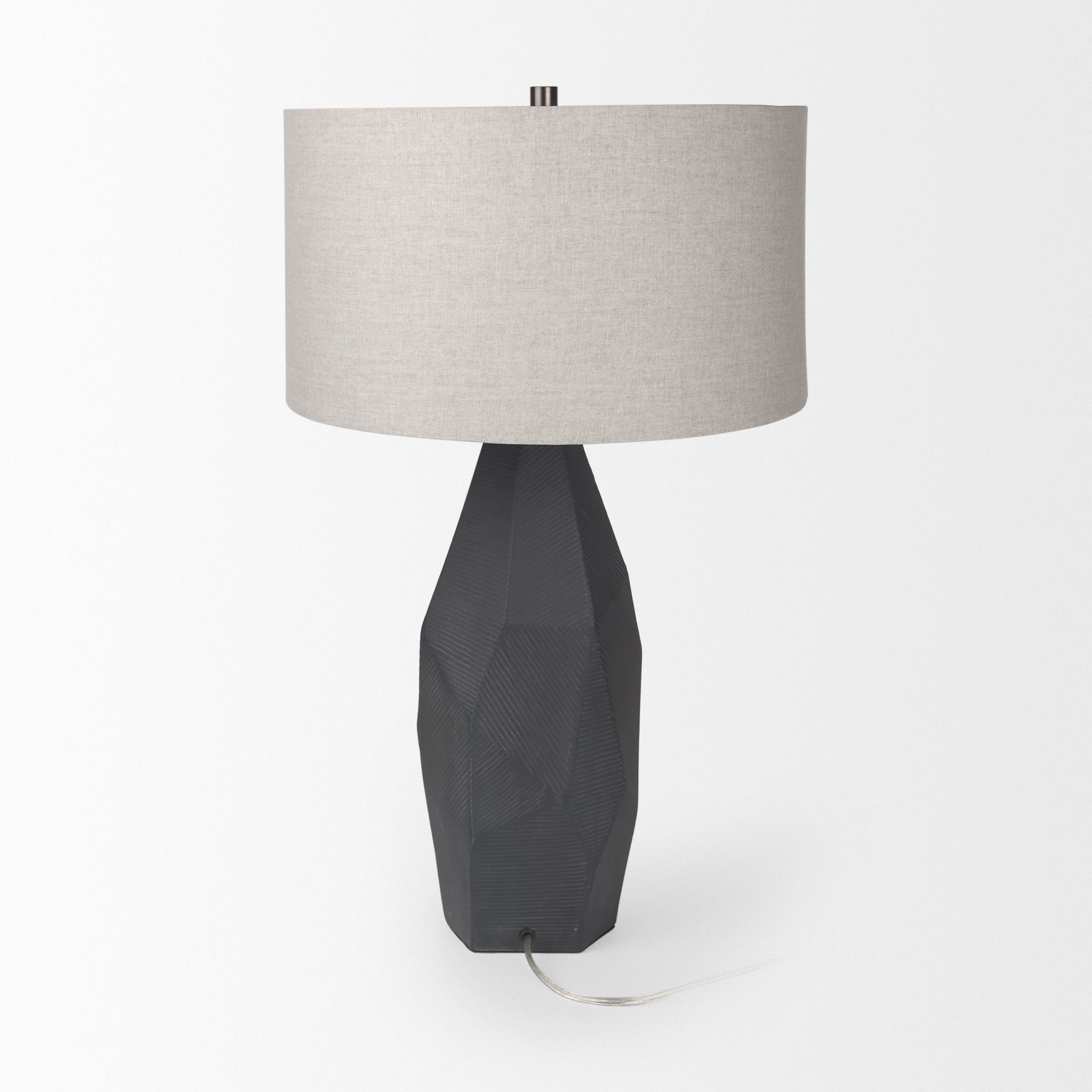 piven black w/ gray wash textured ceramic table lamp