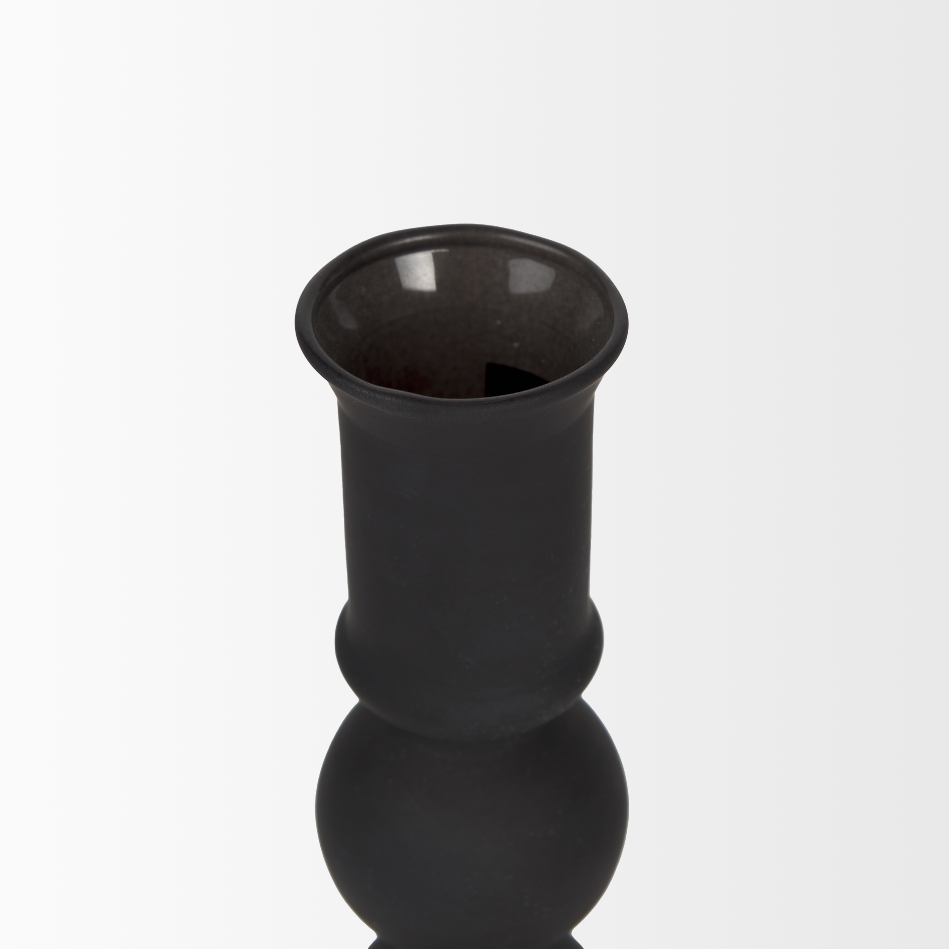 haute small matte black blown glass candlestick
