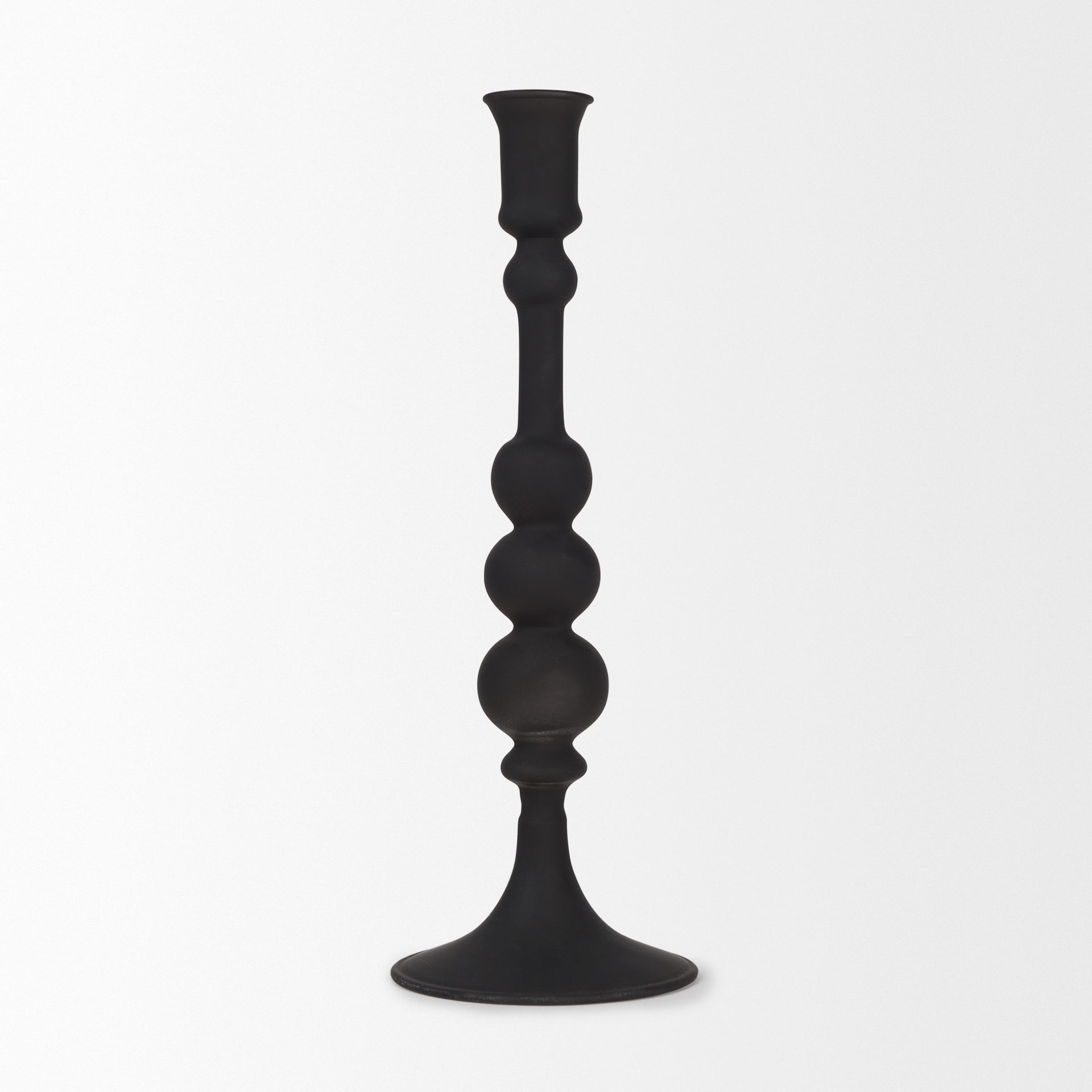 haute large matte black blown glass candlestick