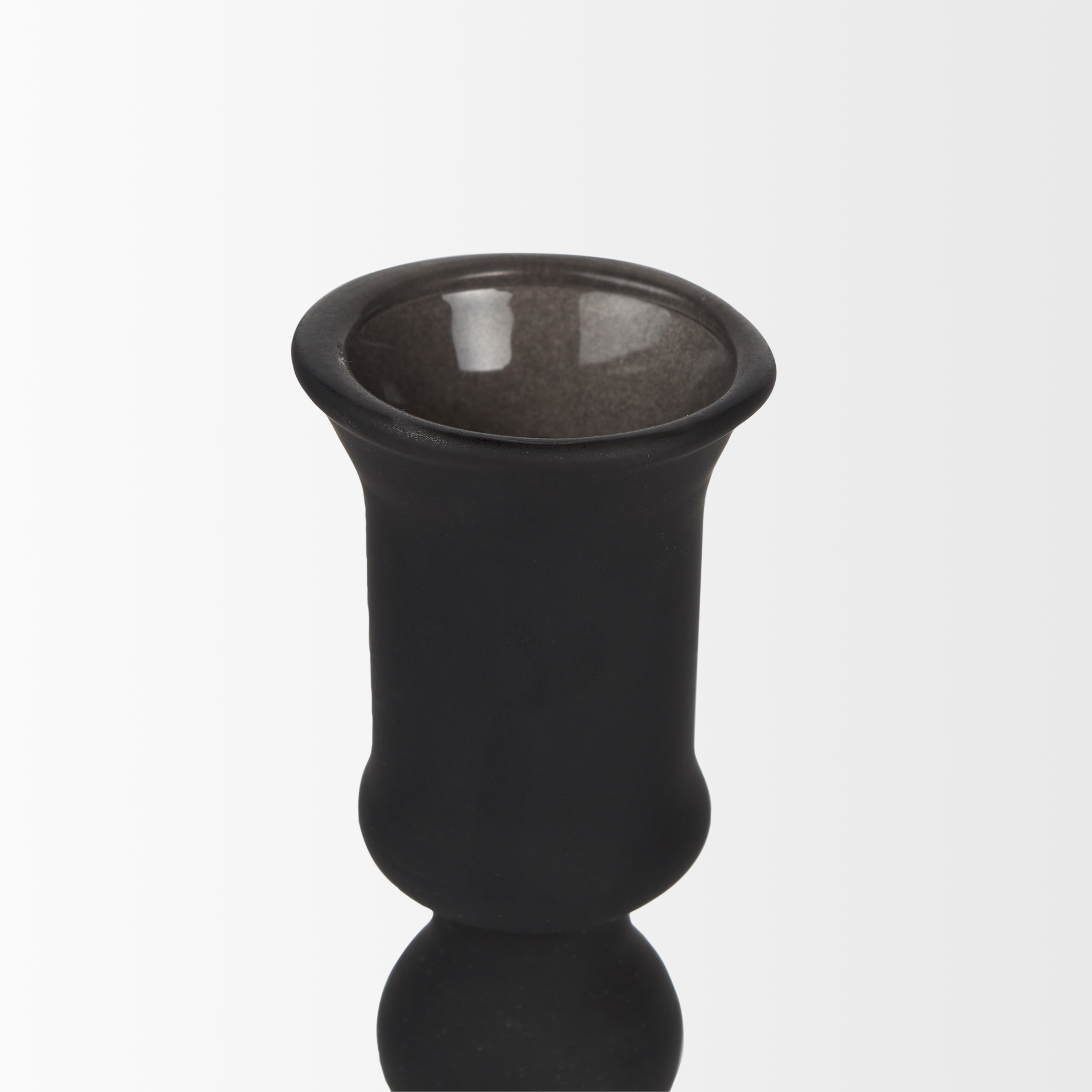 haute large matte black blown glass candlestick