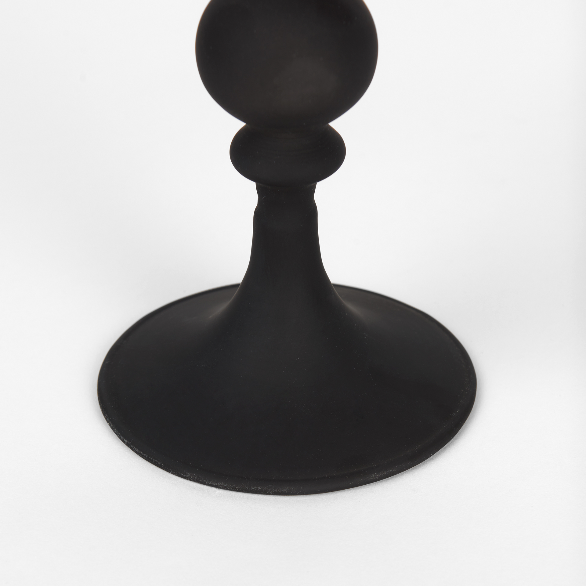 haute large matte black blown glass candlestick